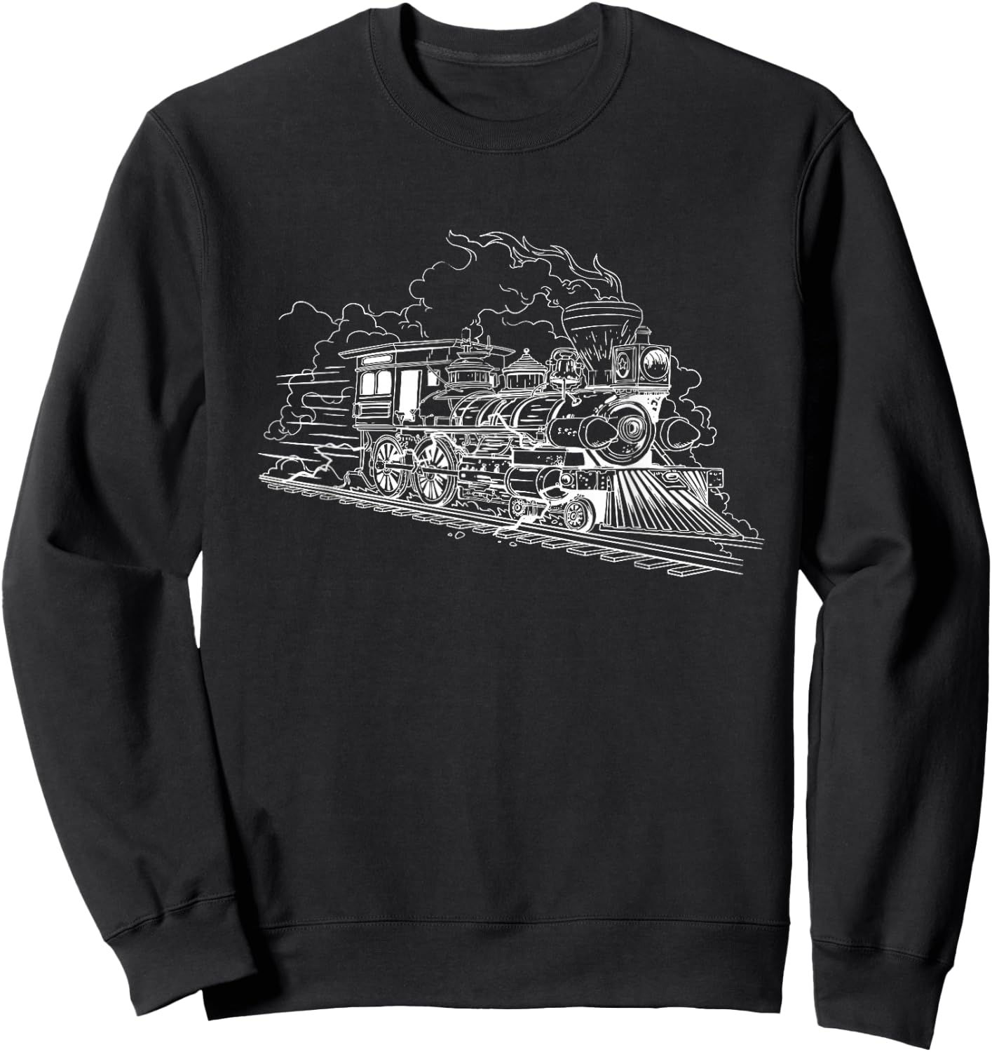 Railroad Steam Train Locomotive Modern Train Engineering Sweatshirt - Sweatshirt | Black