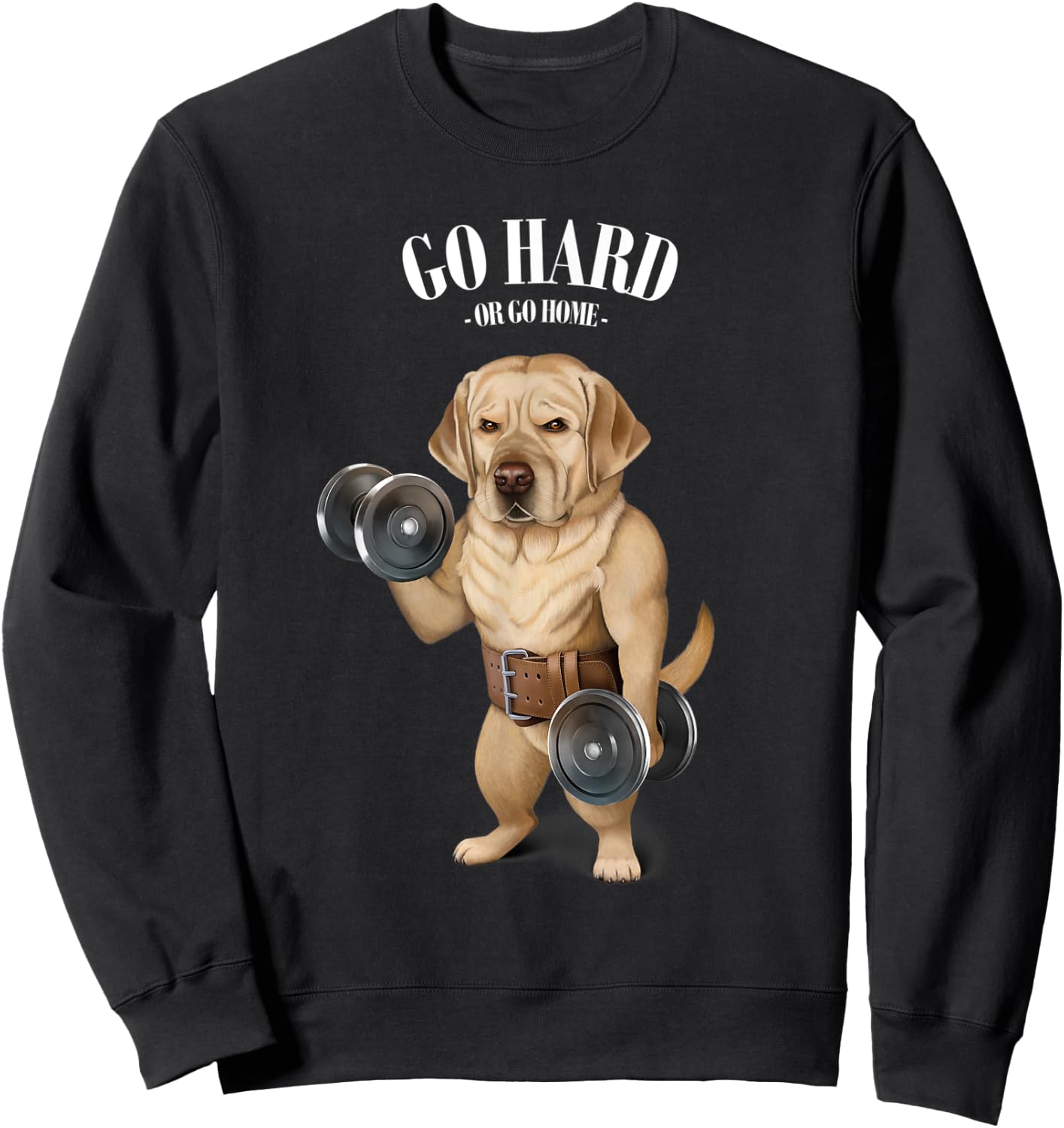 Labrador Retriever Dog Muscle Training with Dumbbell Sweatshirt - Sweatshirt | Black