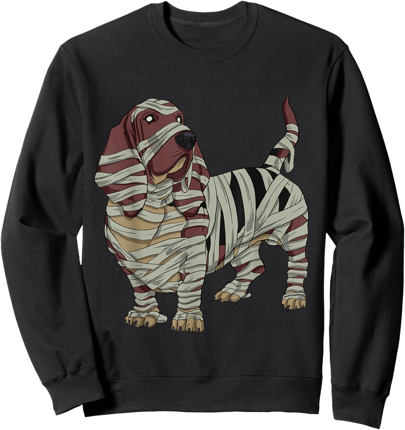 Basset Hound Dog Mummy Halloween Costume Dog Lovers Sweatshirt - Sweatshirt | Black
