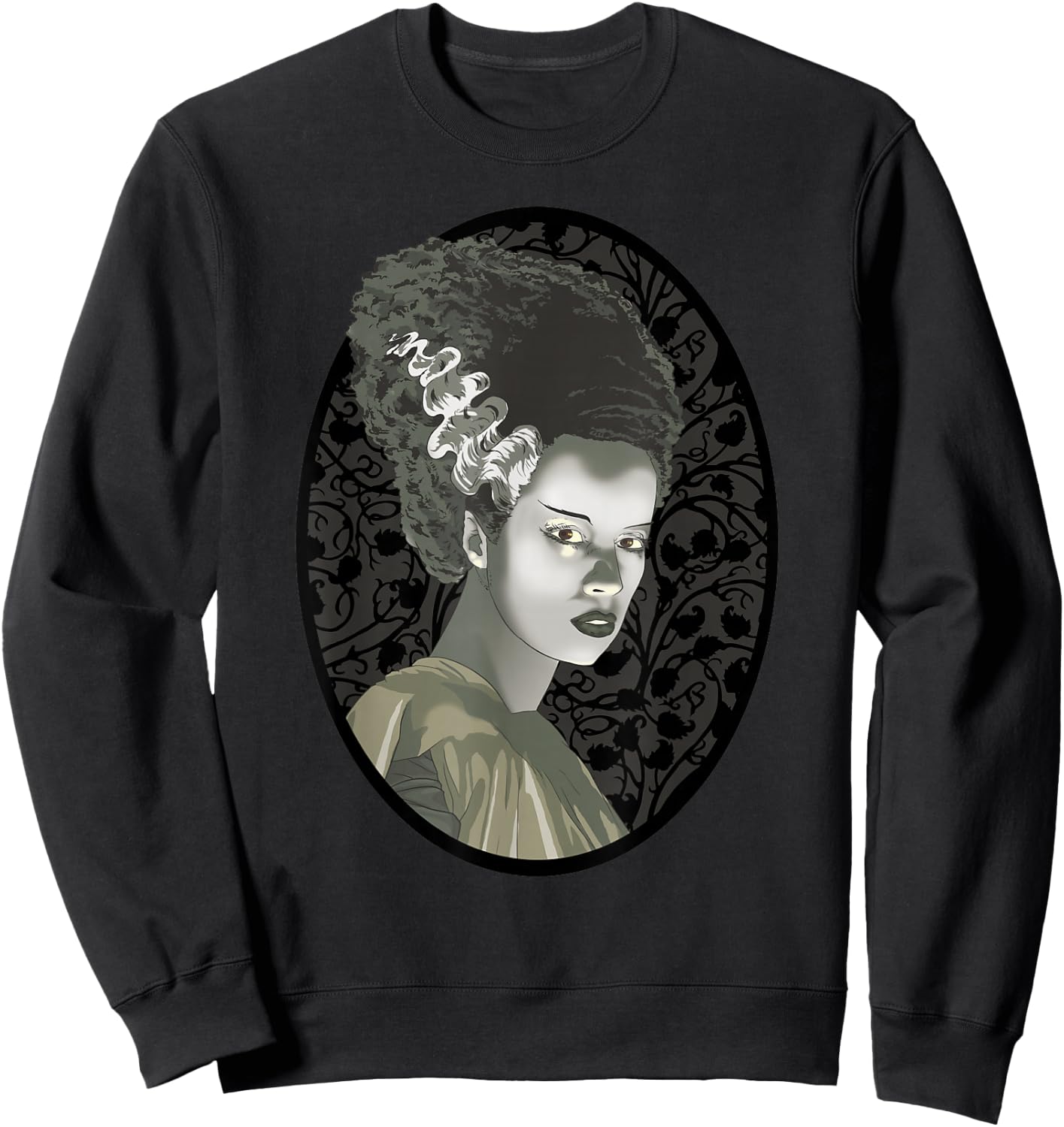 Universal Monsters Bride Of Frankenstein Cartoon Portrait Sweatshirt - Sweatshirt | Black