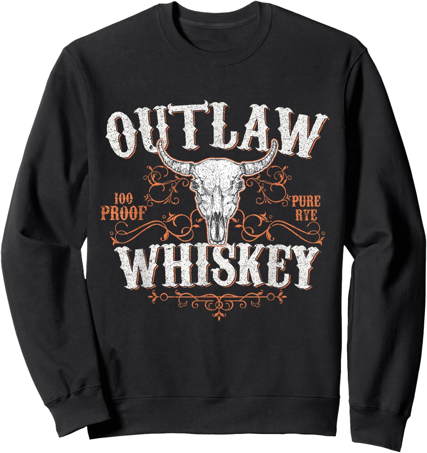 Outlaw Whiskey Country Vintage Graphic Sweatshirt - Sweatshirt | Black