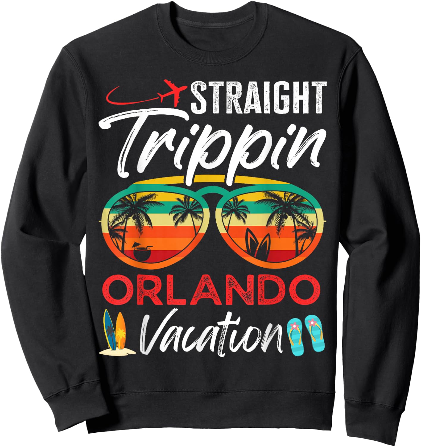 Straight Trippin Orlando Couples Family Vacation Group Trip Sweatshirt - Sweatshirt | Black