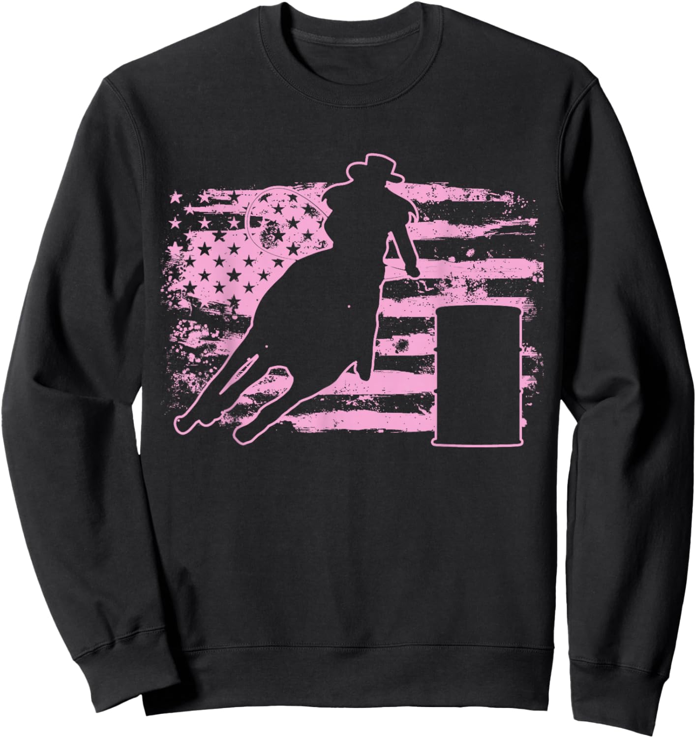 Barrel Racing USA American Flag Gift Barrel Racers Sweatshirt - Sweatshirt | Black