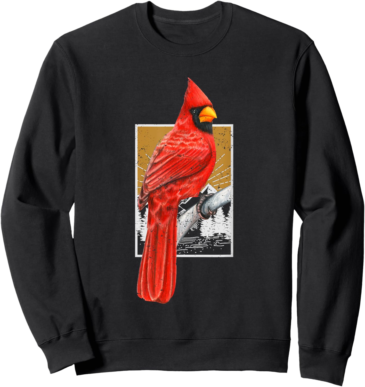 Red Cardinal Bird Watcher Bird Watching Vintage Nature Bird Sweatshirt - Sweatshirt | Black