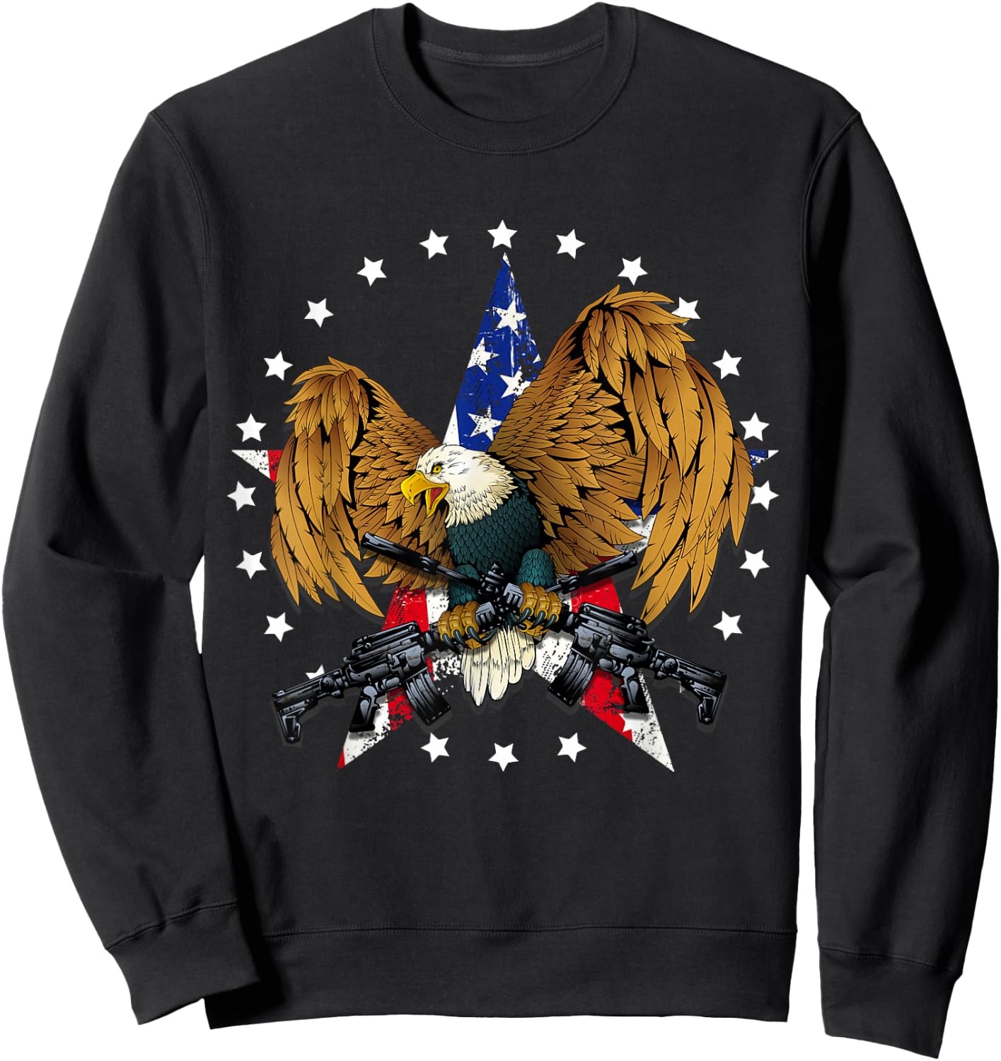 Eagle with Guns 2nd Amendment Men Women Gift Sweatshirt - Sweatshirt | Black