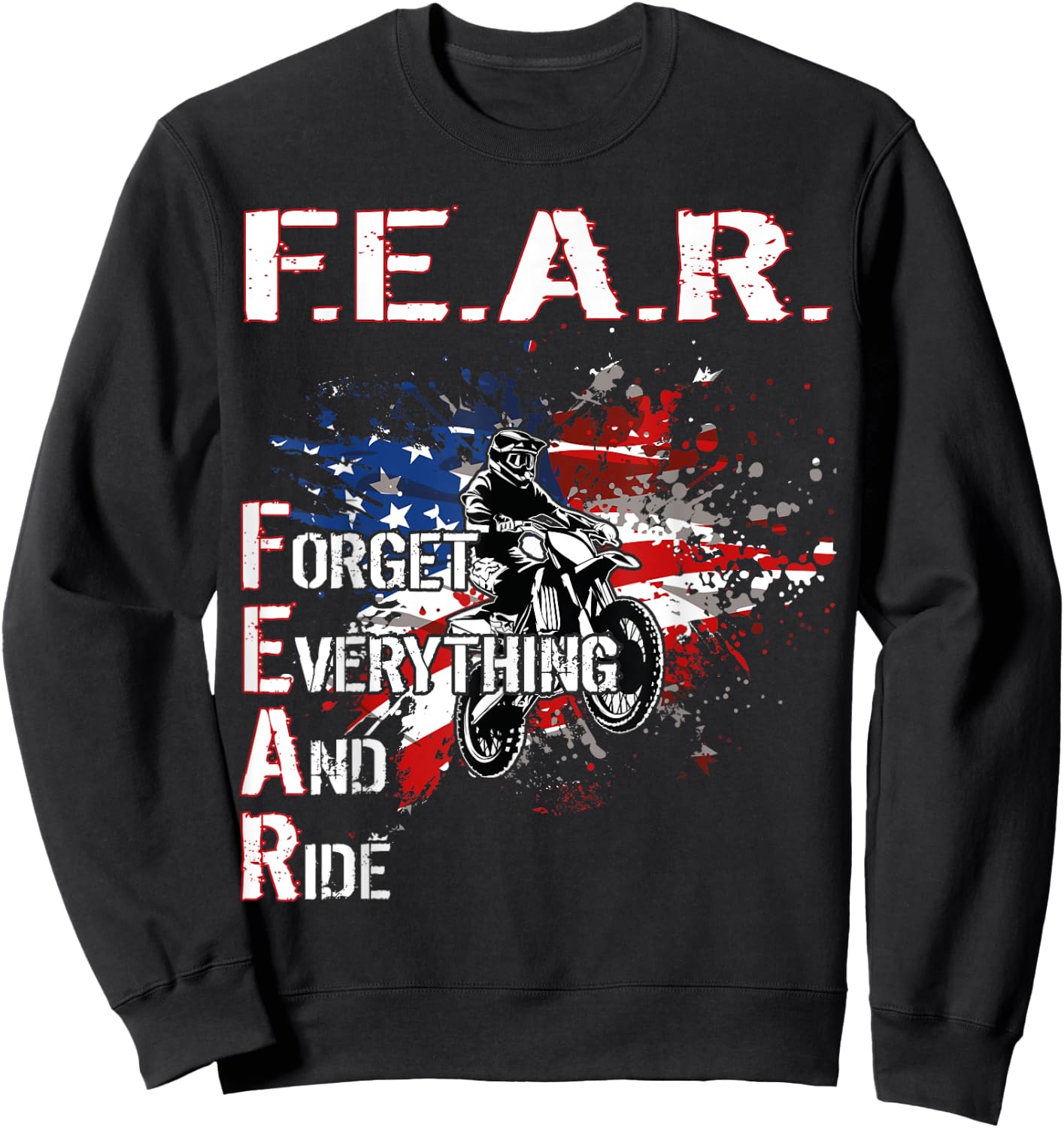Dirtbike Motocross Forget everything and ride MX US Flag Sweatshirt - Sweatshirt | Black