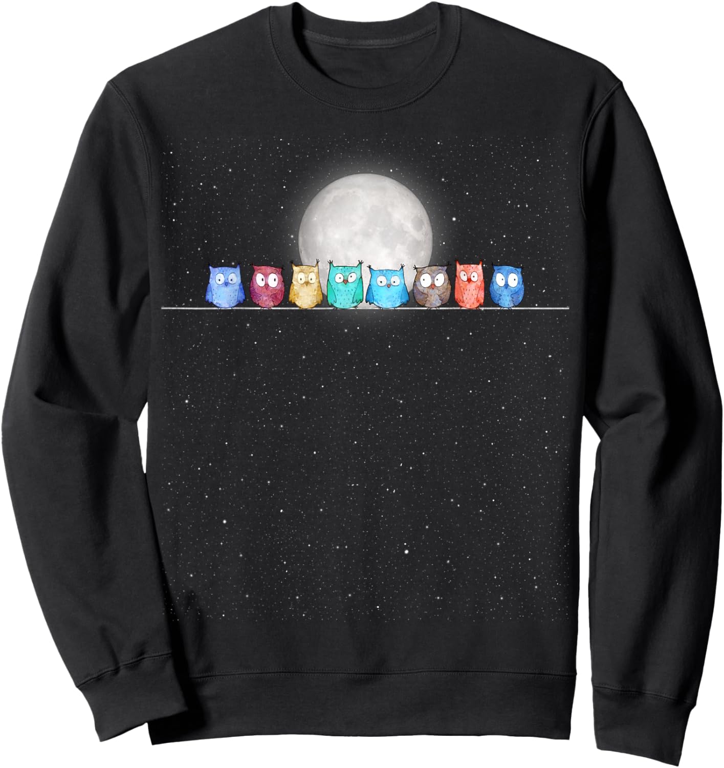 Starry Night Owls Sweatshirt - Sweatshirt | Black