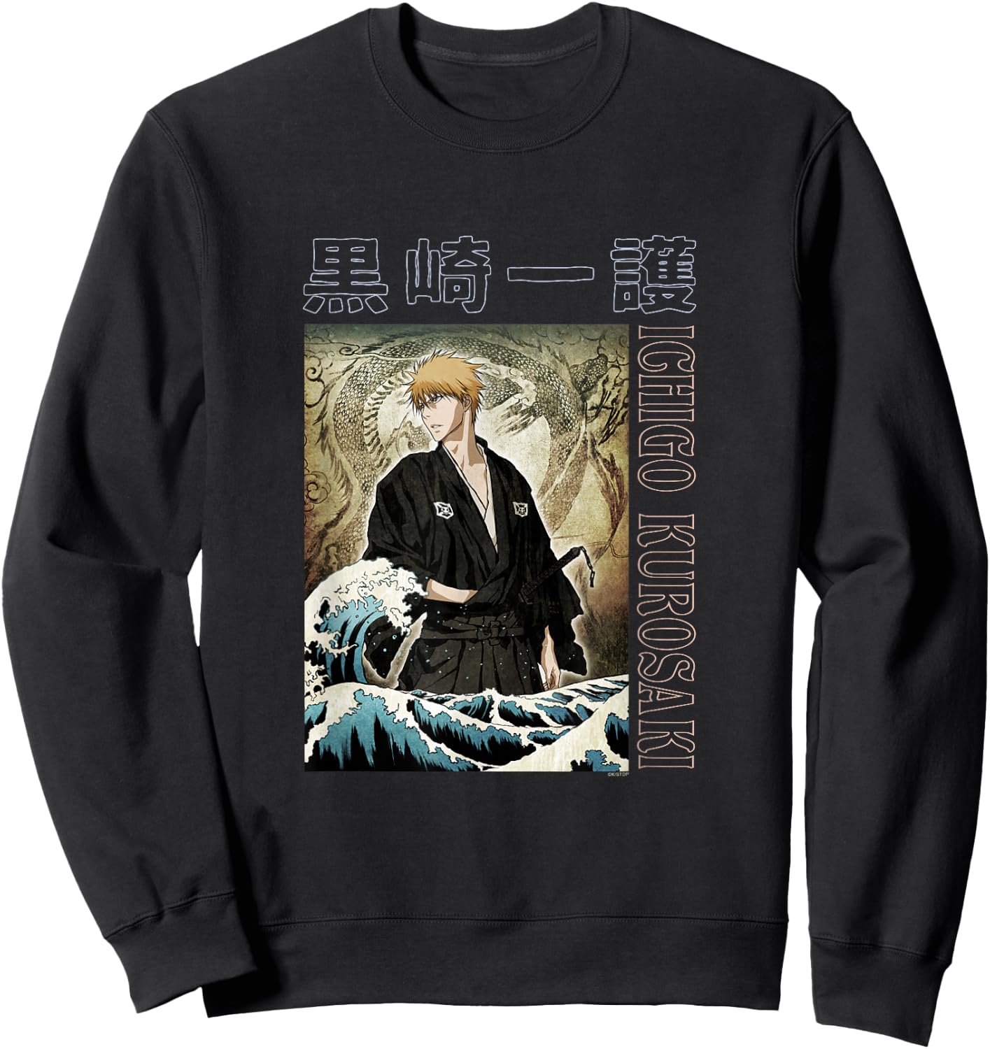 Bleach Ichigo with Waves Anime Sweatshirt - Sweatshirt | Black