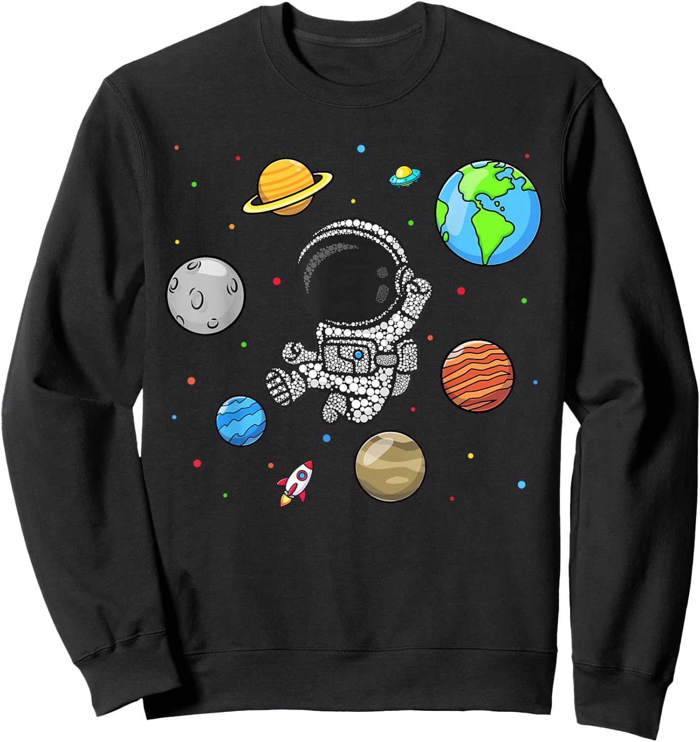 Dot Day Shirts Kids Boys Toldders Astronaut Space Planets Sweatshirt - Sweatshirt | Black