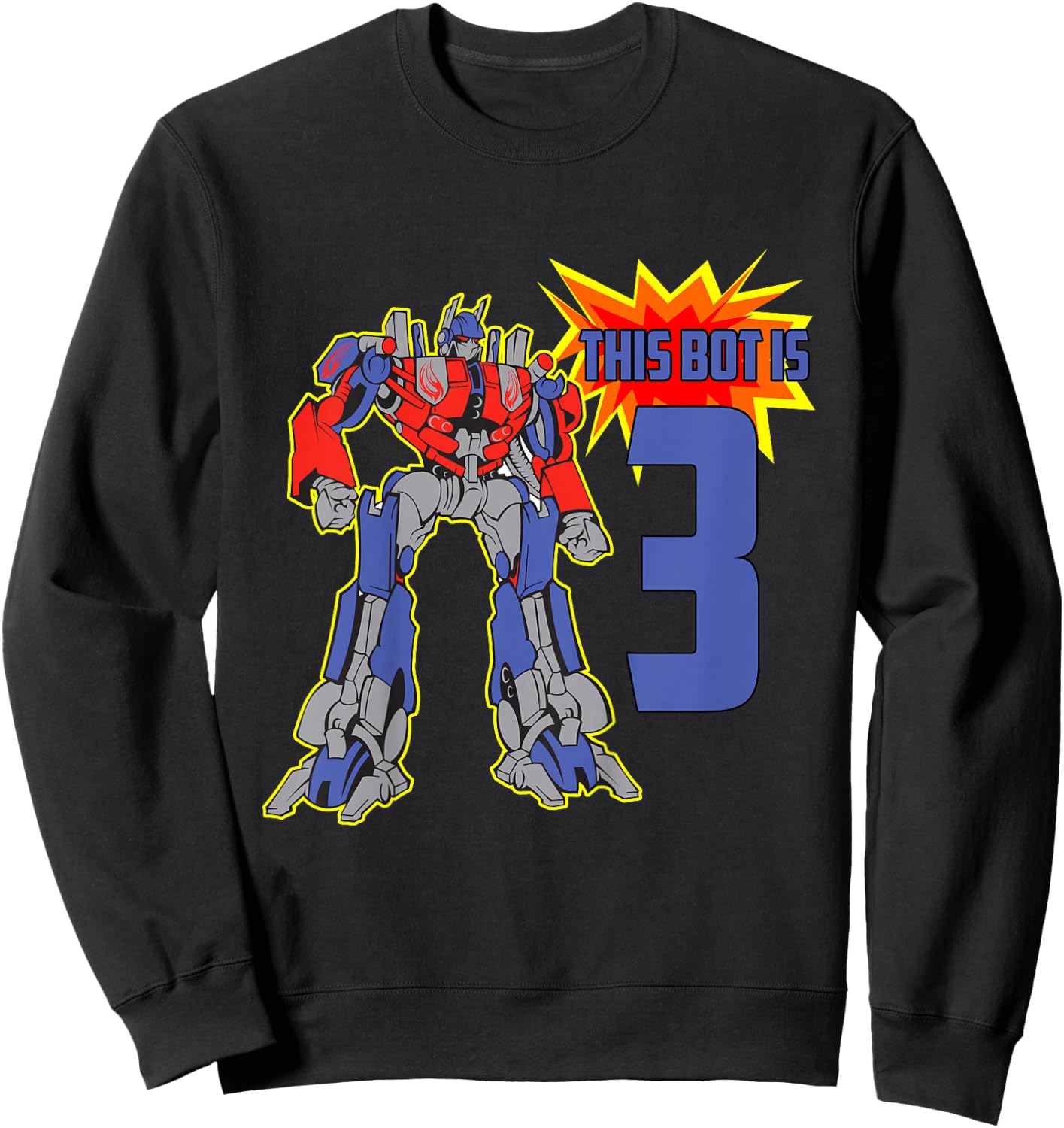 Kids 3rd Birthday Bot Robot for 3 Yr Old Boys Girls Sweatshirt - Sweatshirt | Black