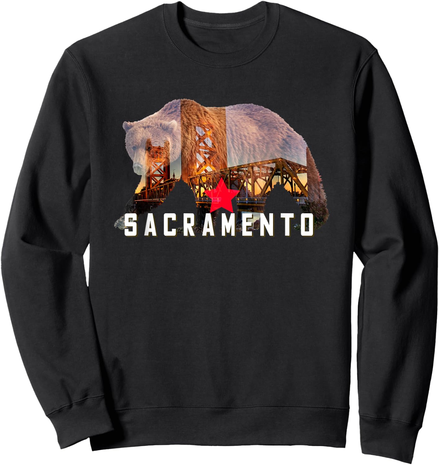 Sacramento California State Bear Souvenir Great Gift Sweatshirt - Sweatshirt | Black