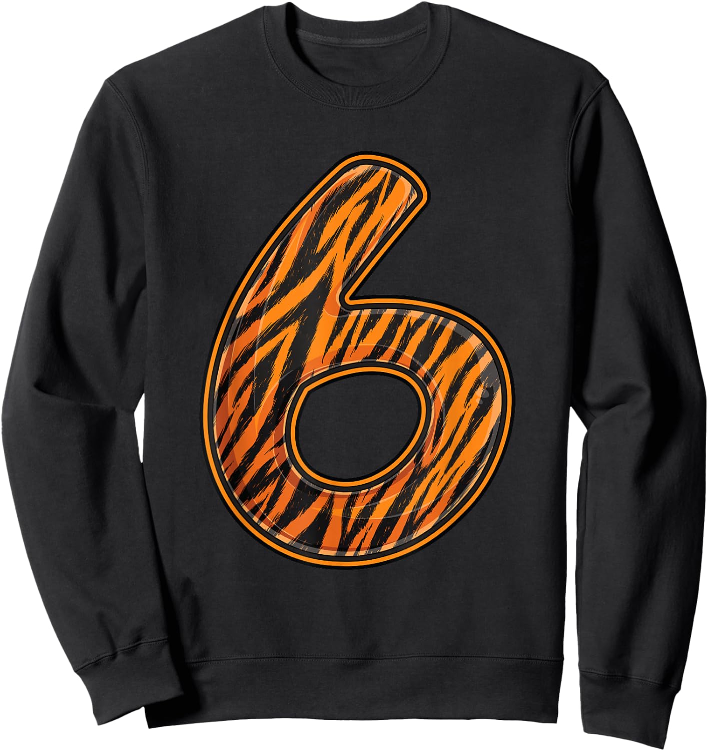 Tiger Sixth 6th Birthday Party Six 6 Years Old Wild Bday Sweatshirt - Sweatshirt | Black
