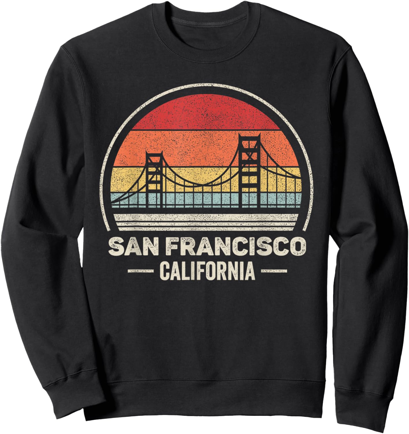 Retro San Francisco California Golden Gate Bridge Souvenir Sweatshirt - Sweatshirt | Black