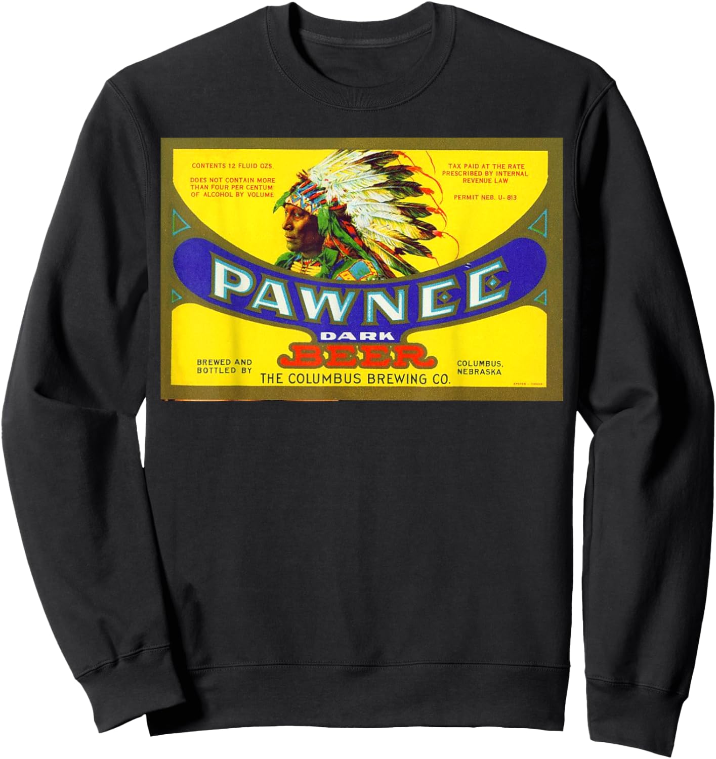 Vintage Pawnee Beer Advertising Design Sweatshirt - Sweatshirt | Black