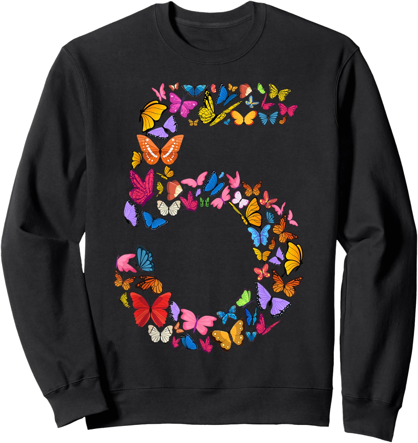 5th Birthday Butterflies 5 Years Old Girls Butterfly lover Sweatshirt - Sweatshirt | Black