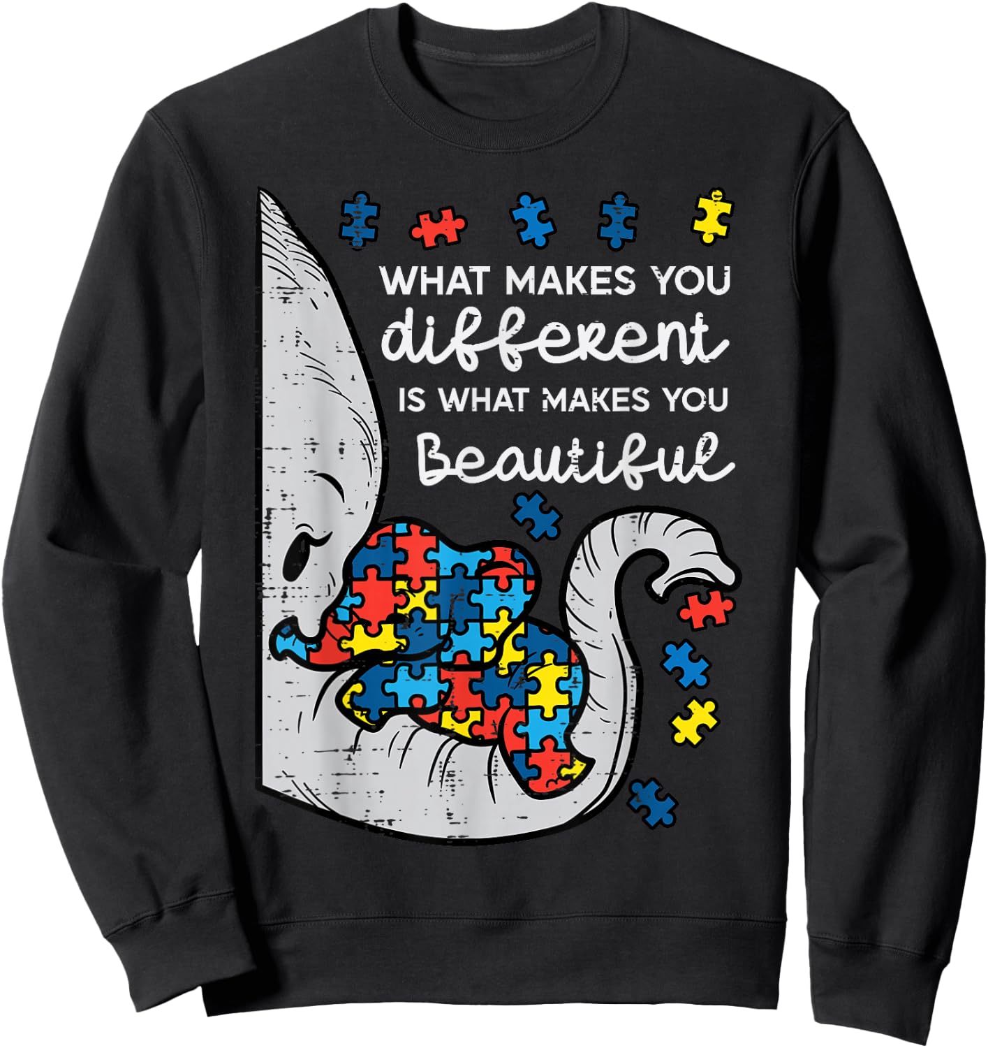 Elephant What Makes You Different Autism Awareness Women Kid Sweatshirt - Sweatshirt | Black