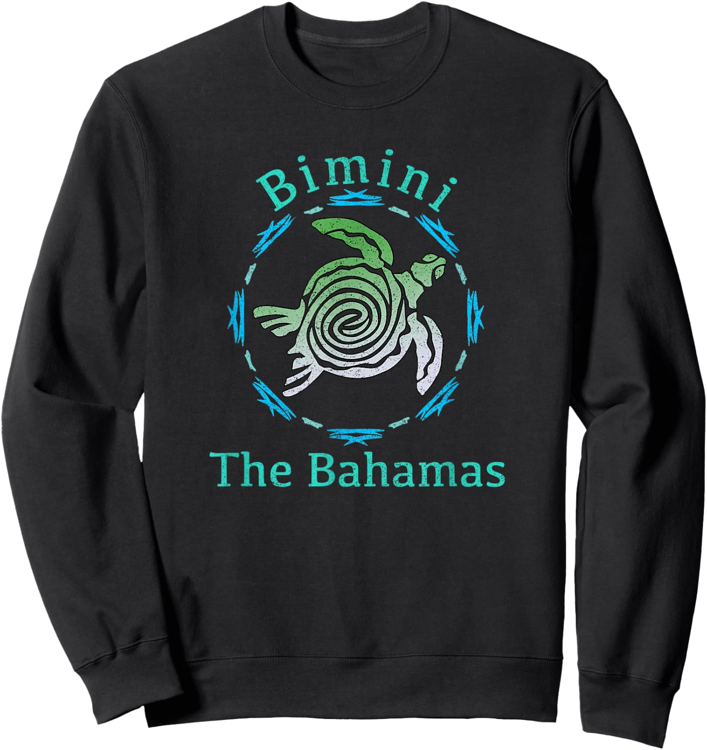 Bimini, The Bahamas Vintage Tribal Turtle Gift Sweatshirt - Sweatshirt | Black