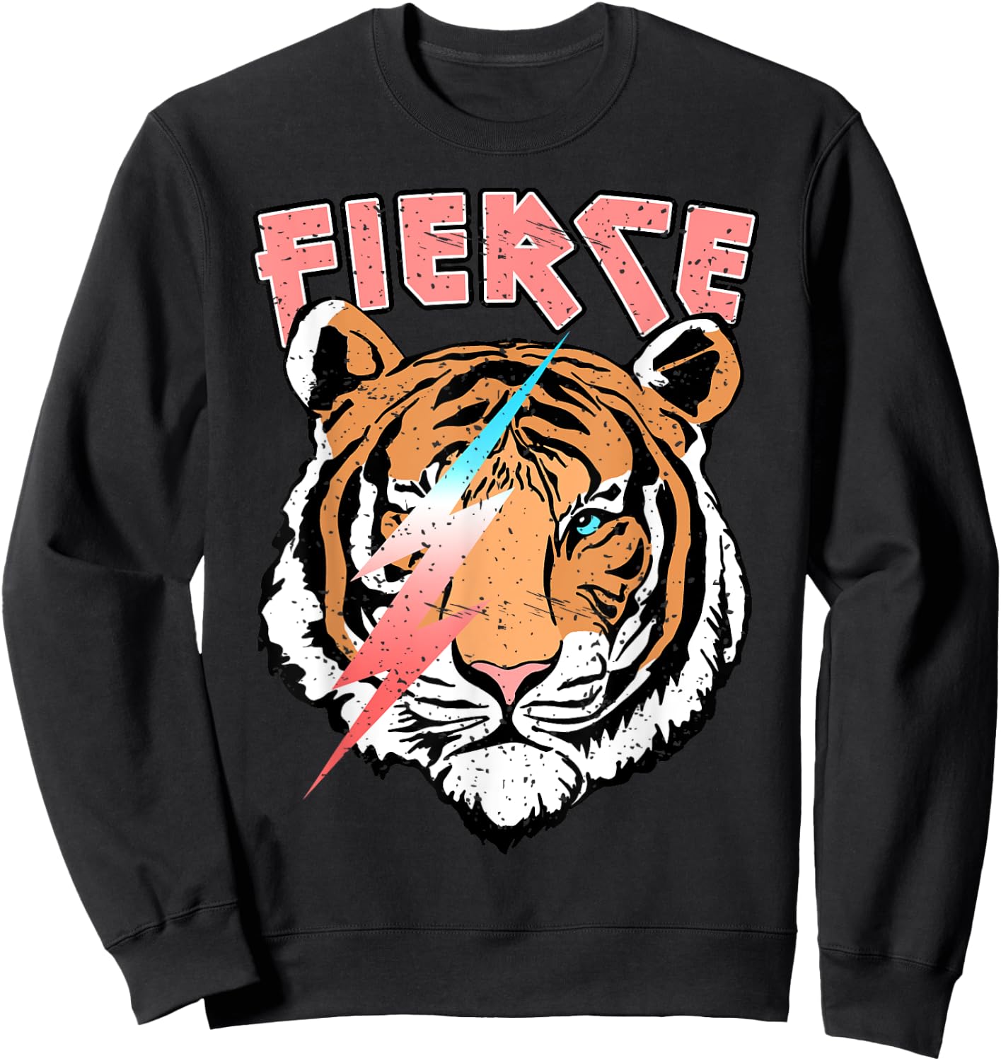 Vintage Retro Fierce Tiger Cool 80's 90's Style Lover Gift Sweatshirt - Sweatshirt | Black