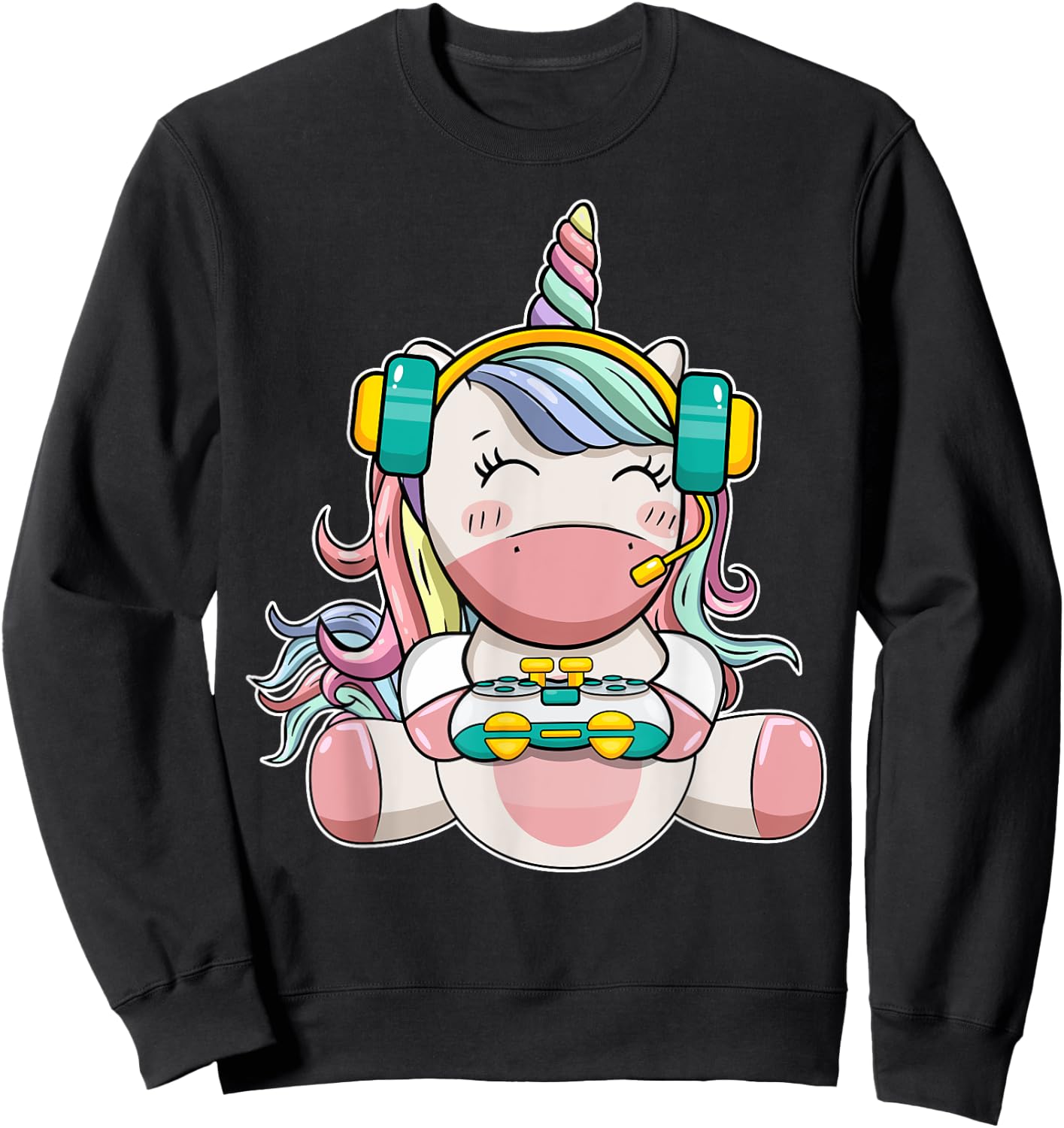 Gamer Girl Unicorn Gaming Cute Video Game Women Girls Teen Sweatshirt - Sweatshirt | Black