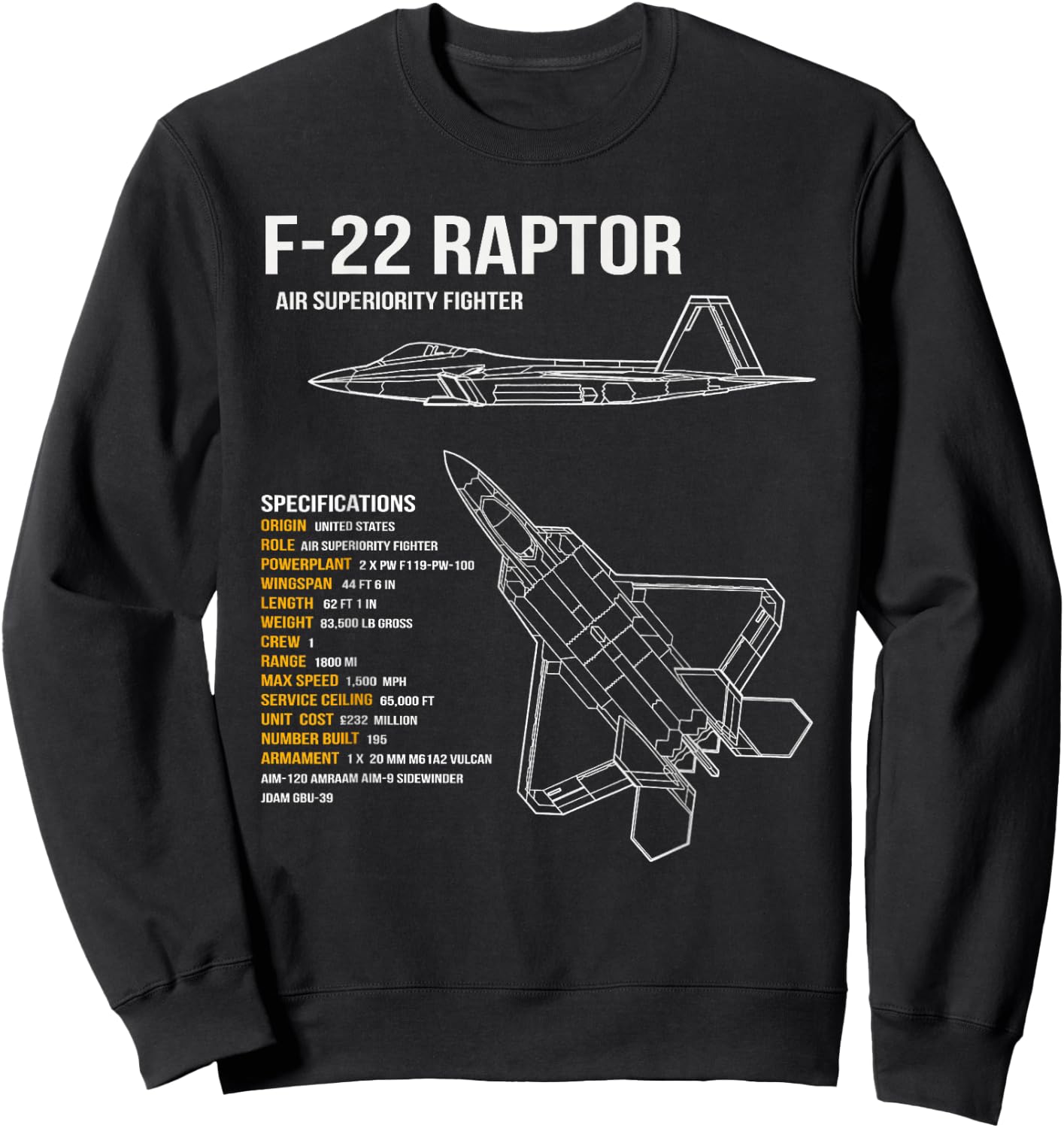 F-22 Raptor Sweatshirt - Sweatshirt | Black
