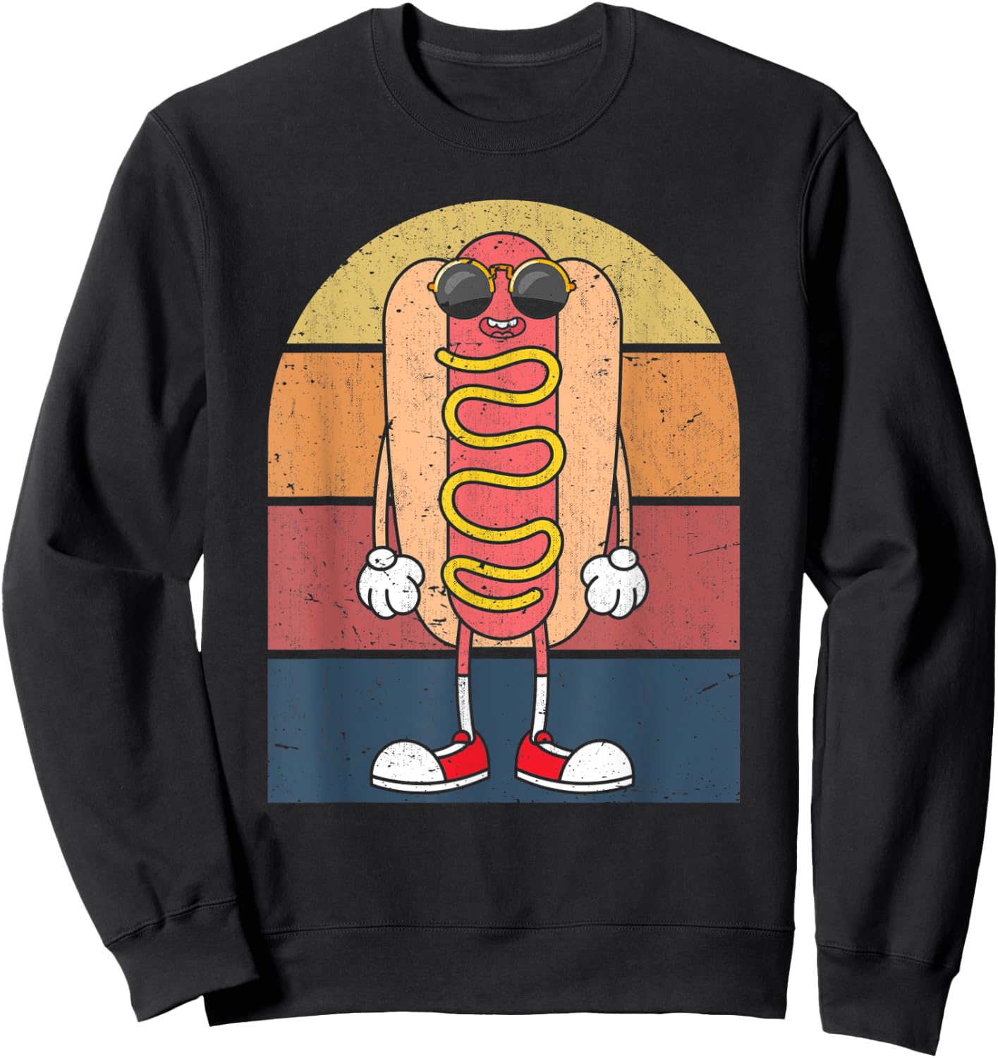 Cool Hot Dog Fast Food Sunglasses Weiner Foodie Retro Hotdog Men Women Kids Sweatshirt - Sweatshirt | Black
