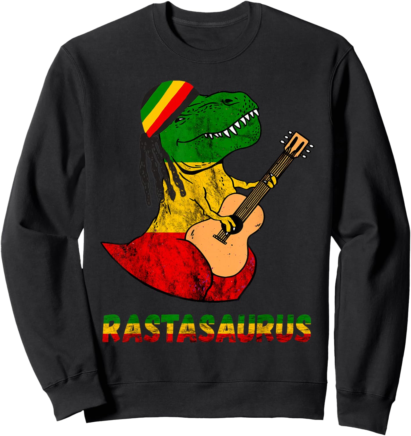 Rasta Dinosaur Reggae Music Jamaica Dino Rastafari T-Rex Sweatshirt - Sweatshirt | Black
