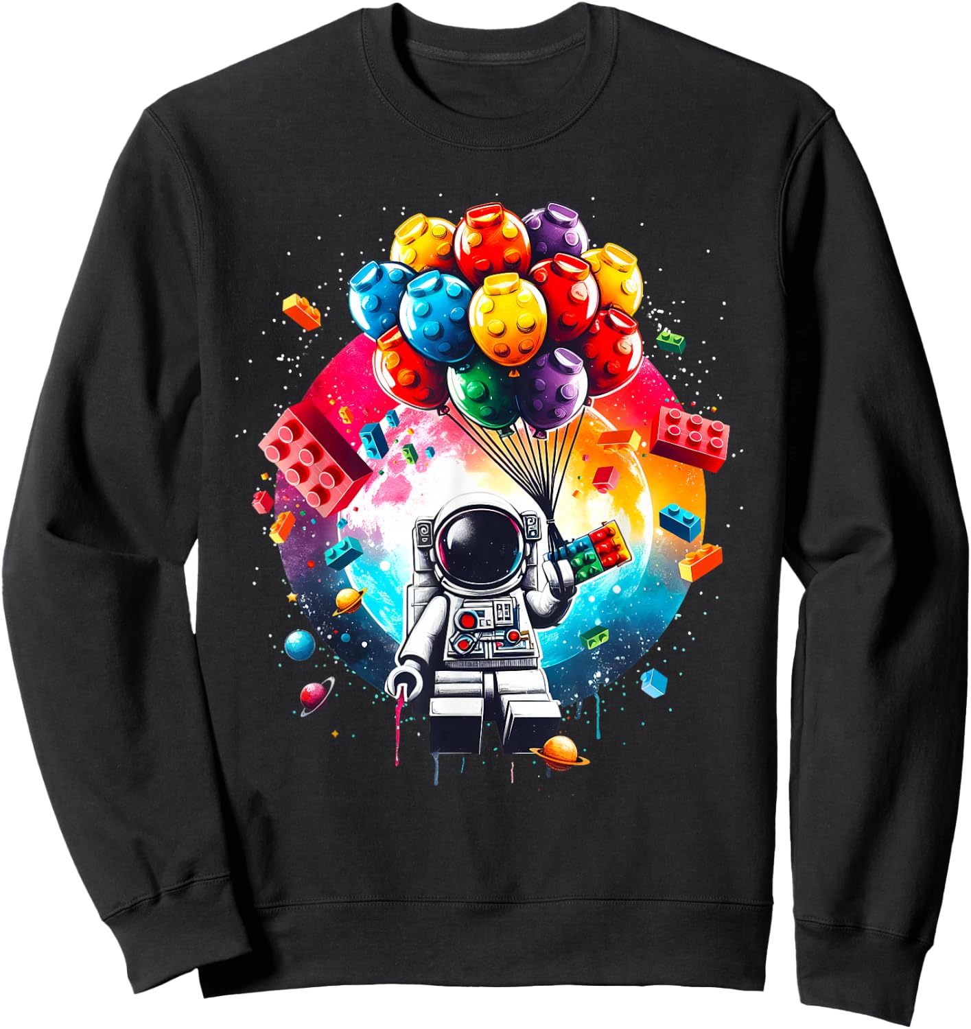 Space Astronaut Master Builder and Funny Building Blocks Sweatshirt - Sweatshirt | Black