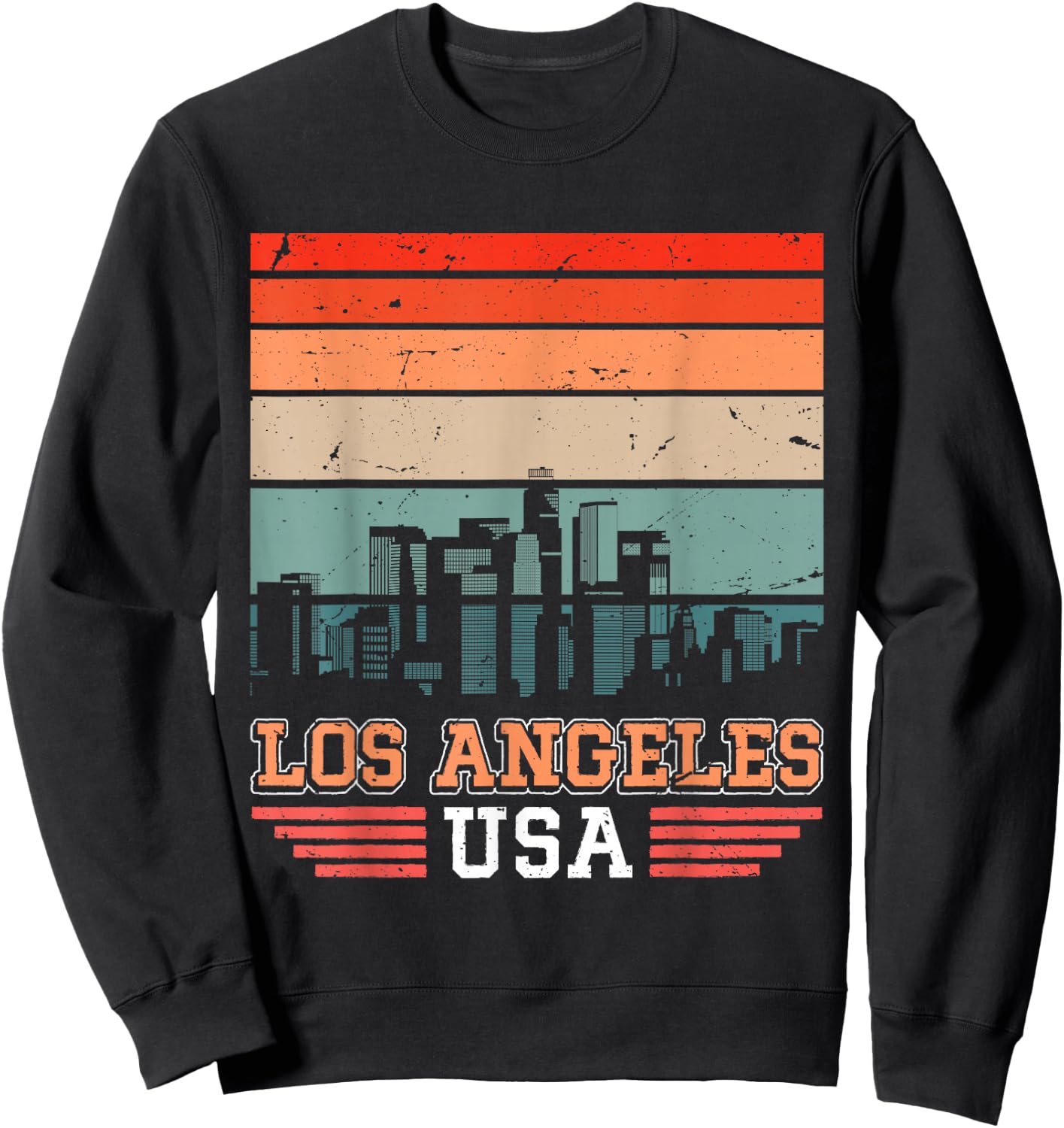 Los Angeles USA Retro Vintage Sunset Skyline Los Angeles Sweatshirt - Sweatshirt | Black