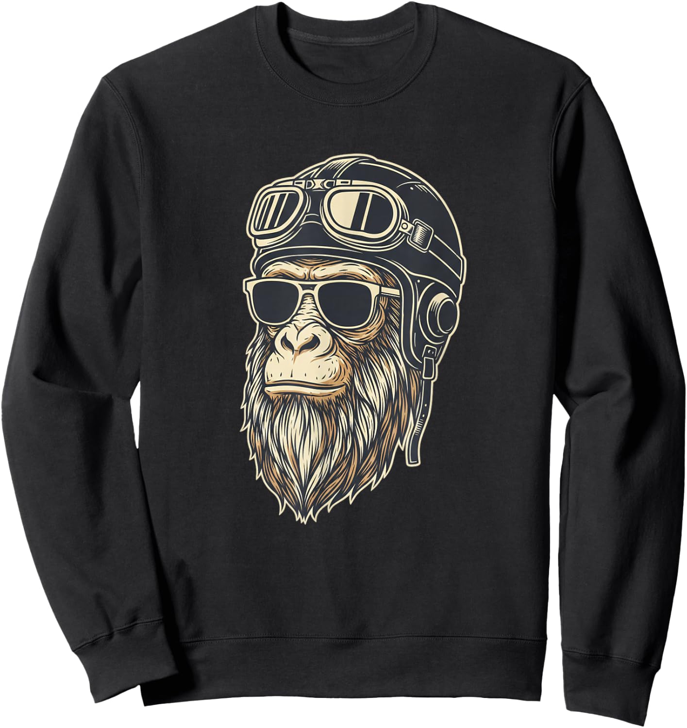Monkey Pilot Helmet Sunglasses Vintage Ape Jungle Funny Sweatshirt - Sweatshirt | Black