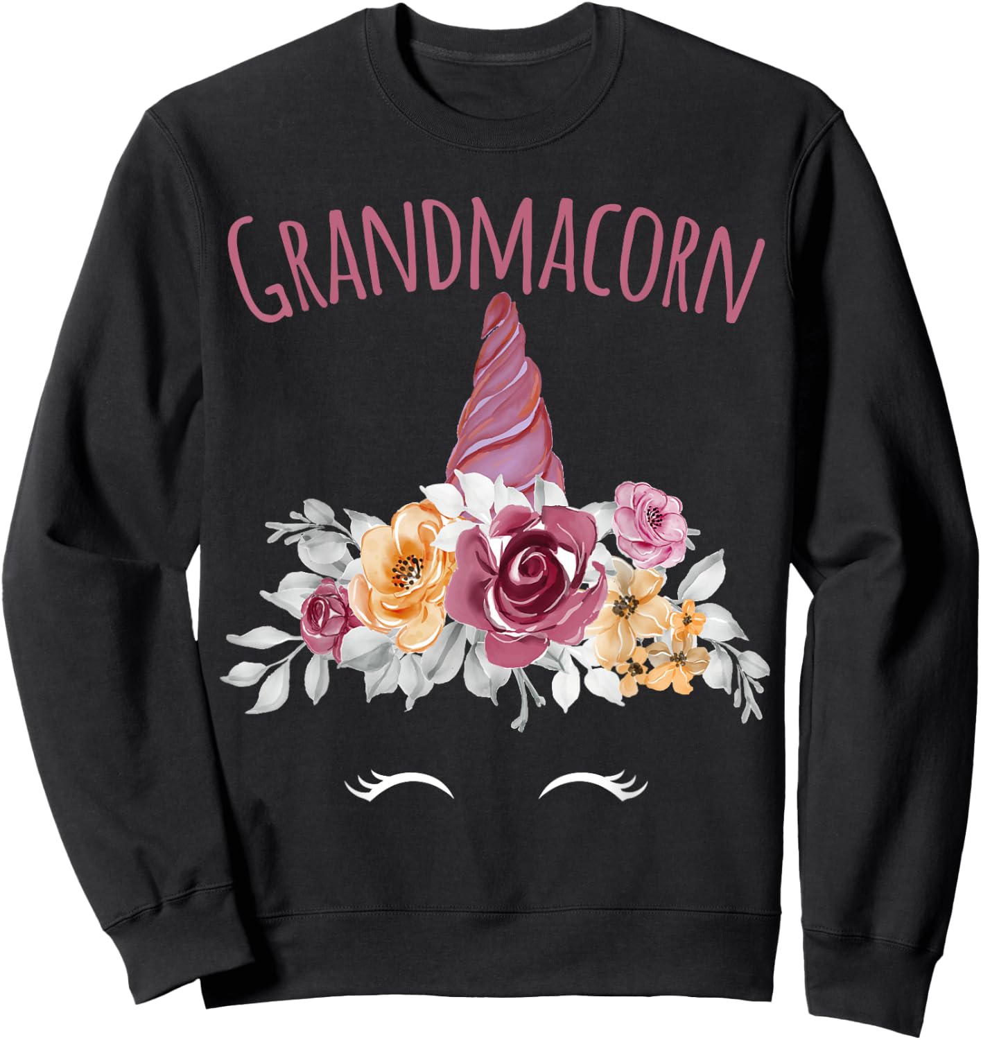 Grandmacorn Unicorn Grandma Sweatshirt - Sweatshirt | Black
