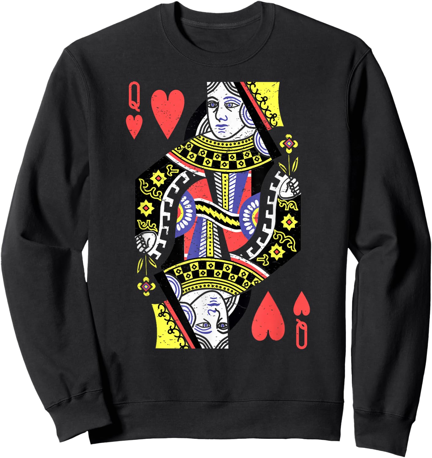 Queen of Hearts Playing Card Halloween Costume Valentine's Sweatshirt - Sweatshirt | Black