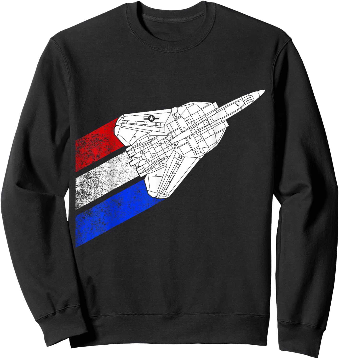 Vintage American Flag F14 Tomcat Airplane Schematic F-14 Jet Sweatshirt - Sweatshirt | Black