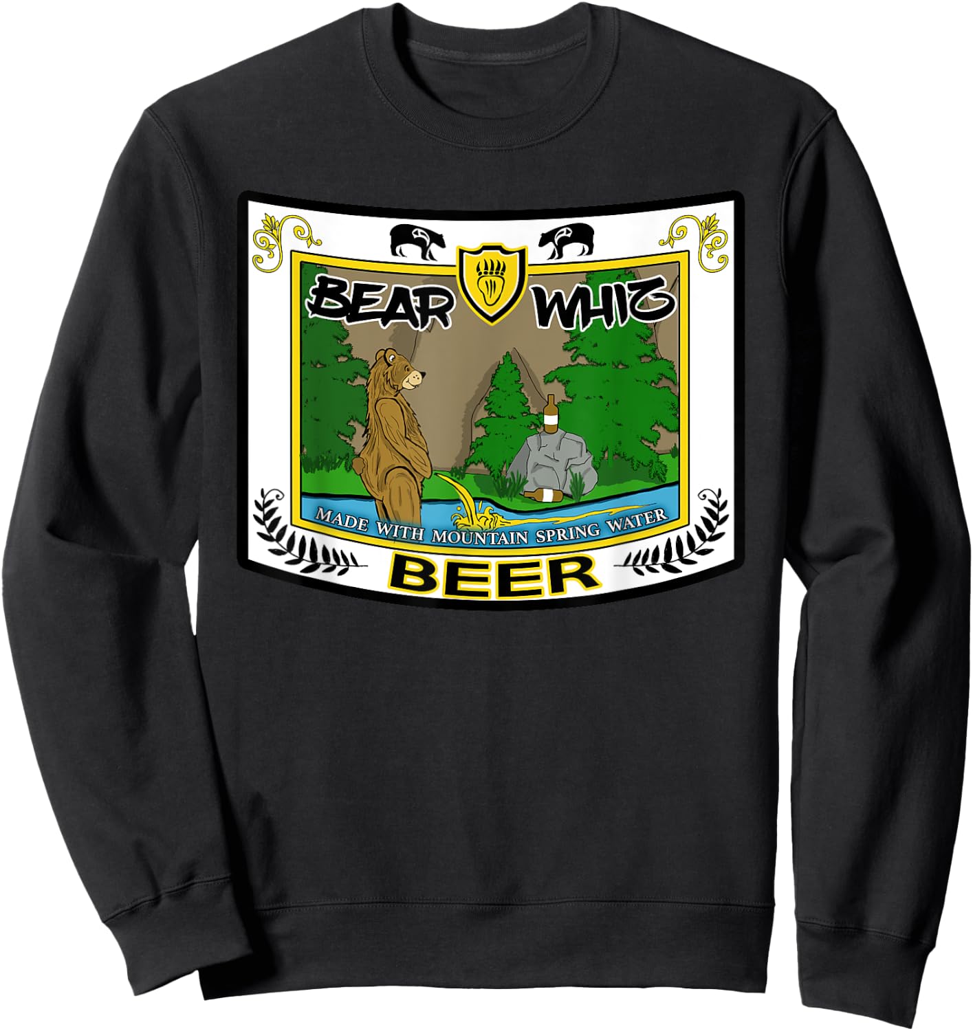 Funny Beer Label Bear Whiz Beer For The Outdoorsman Sweatshirt - Sweatshirt | Black