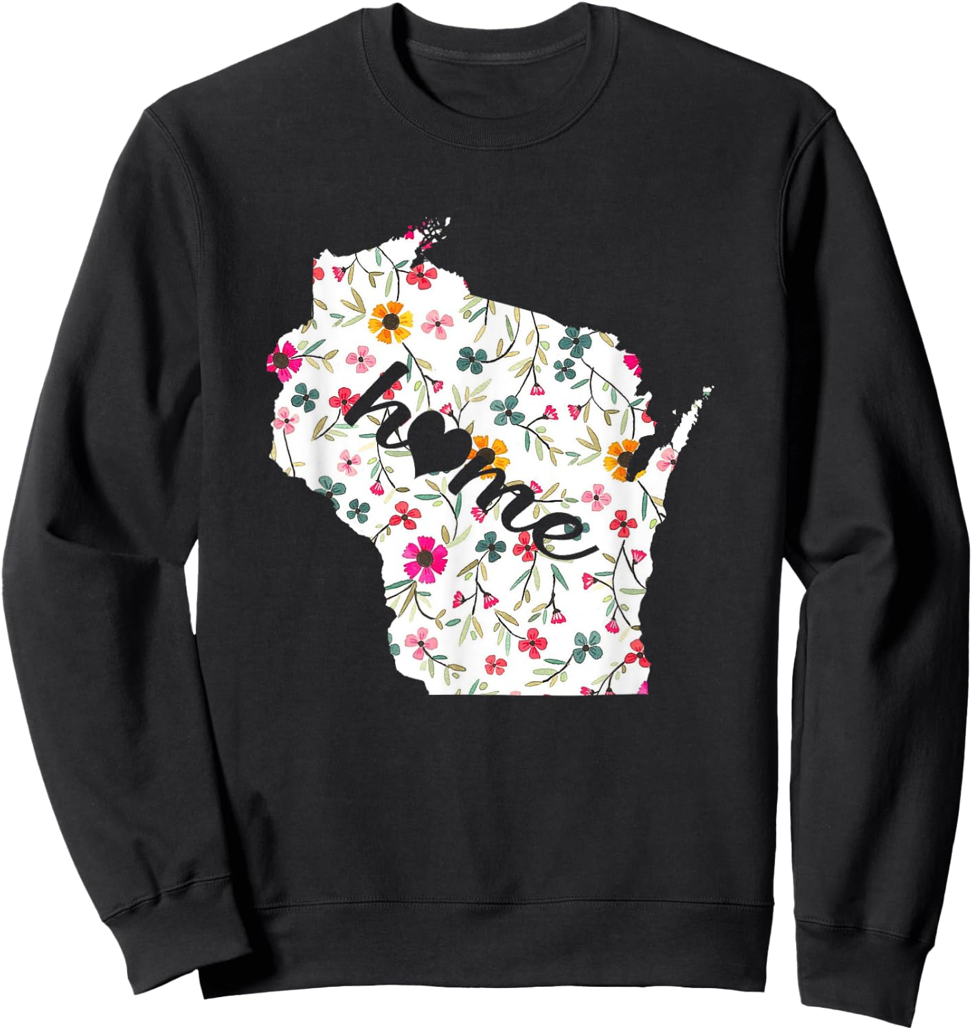 Floral Wisconsin Home Sweatshirt - Sweatshirt | Black