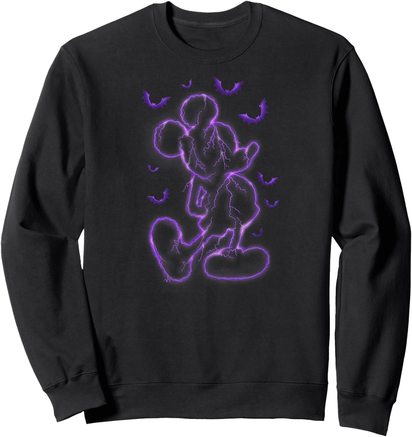Disney - Mickey Purple Lighting Outline Halloween Sweatshirt - Sweatshirt | Black