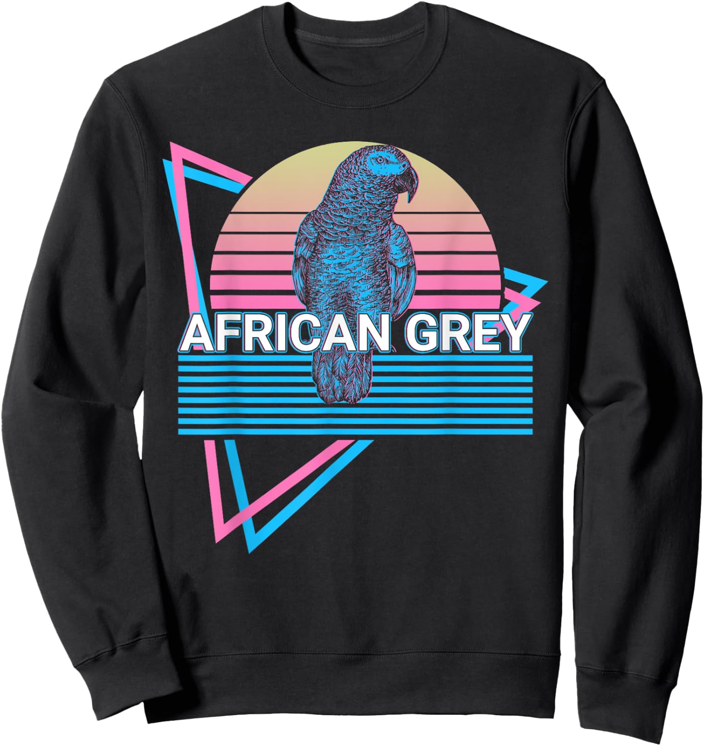 African Grey Parrot Retro Sweatshirt - Sweatshirt | Black