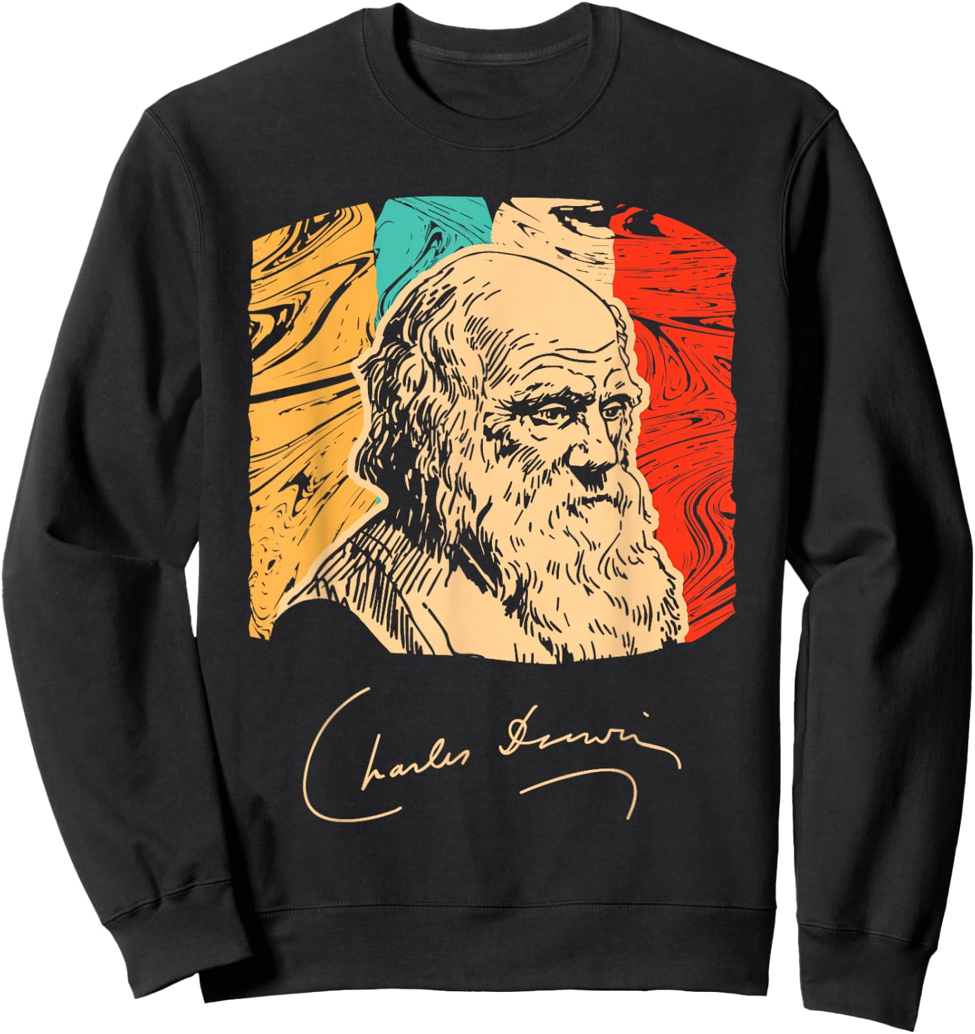 Charles Darwin Naturalist Biologist Scientist Retro T shirt Sweatshirt - Sweatshirt | Black