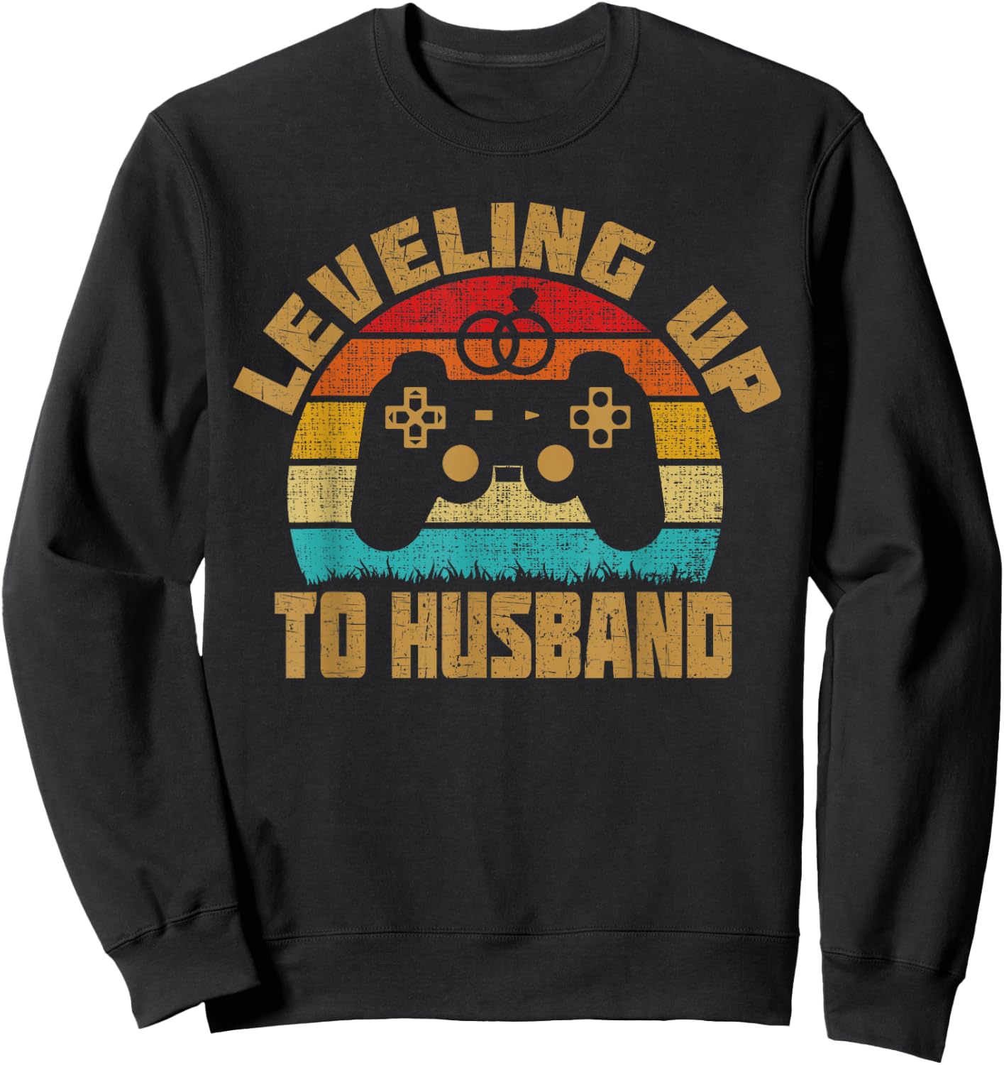 Leveling Up To Husband Newlywed Groom Video Game Lovers Sweatshirt - Sweatshirt | Black