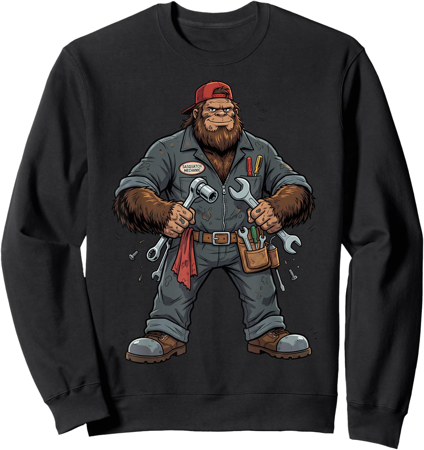 Bigfoot Auto Mechanic Sasquatch Car Repair Specialist Sweatshirt - Sweatshirt | Black