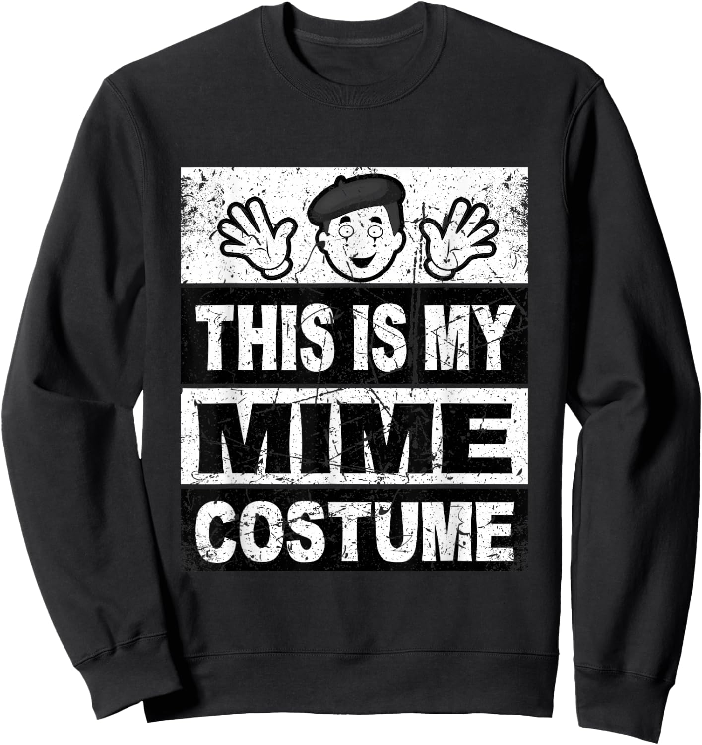 Retro Mime Costume Shirt Boys Mask Lazy Outfit Sweatshirt - Sweatshirt | Black