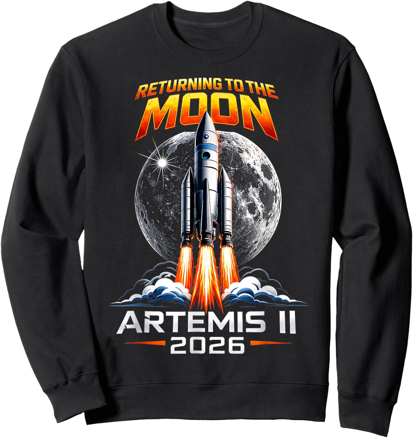 Artemis 2 Astronaut Moon Landing Sweatshirt - Sweatshirt | Black