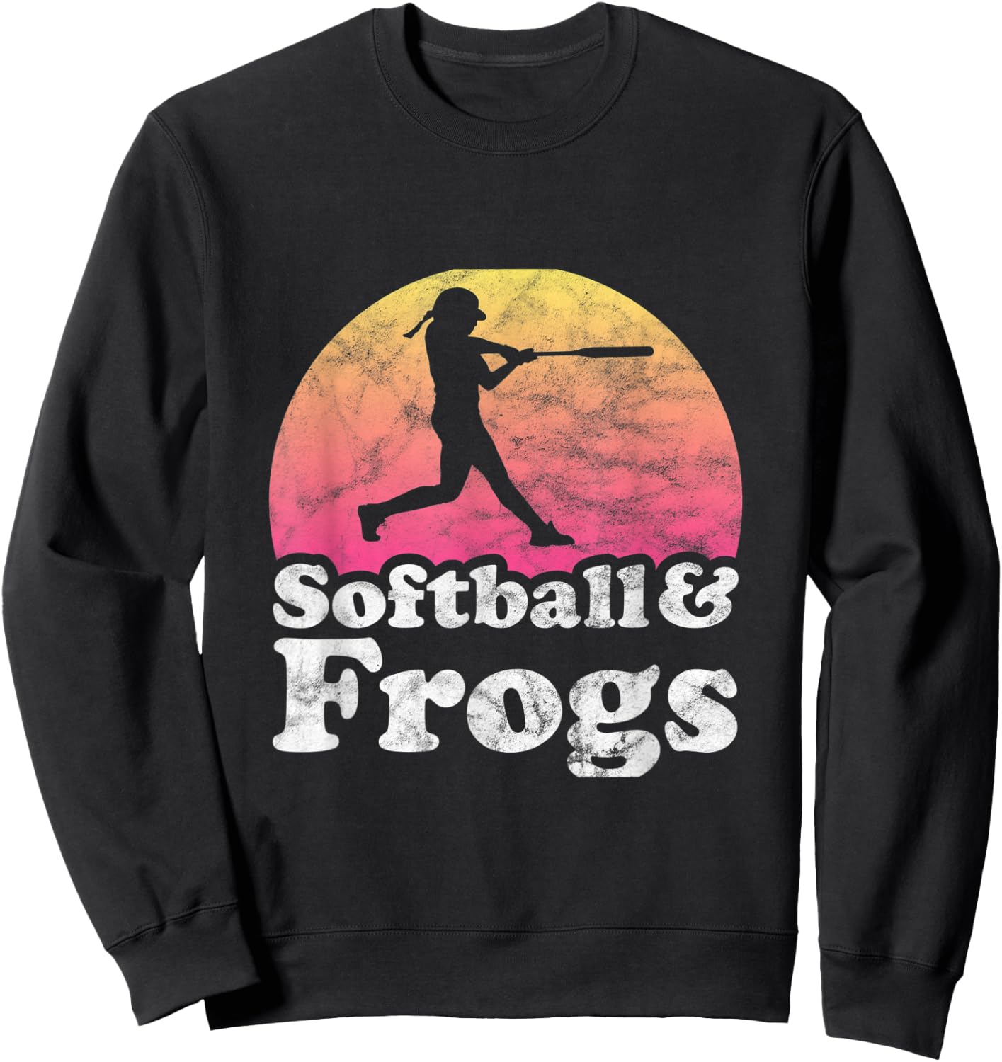Softball and Frogs Women or Girls Frog Sweatshirt - Sweatshirt | Black