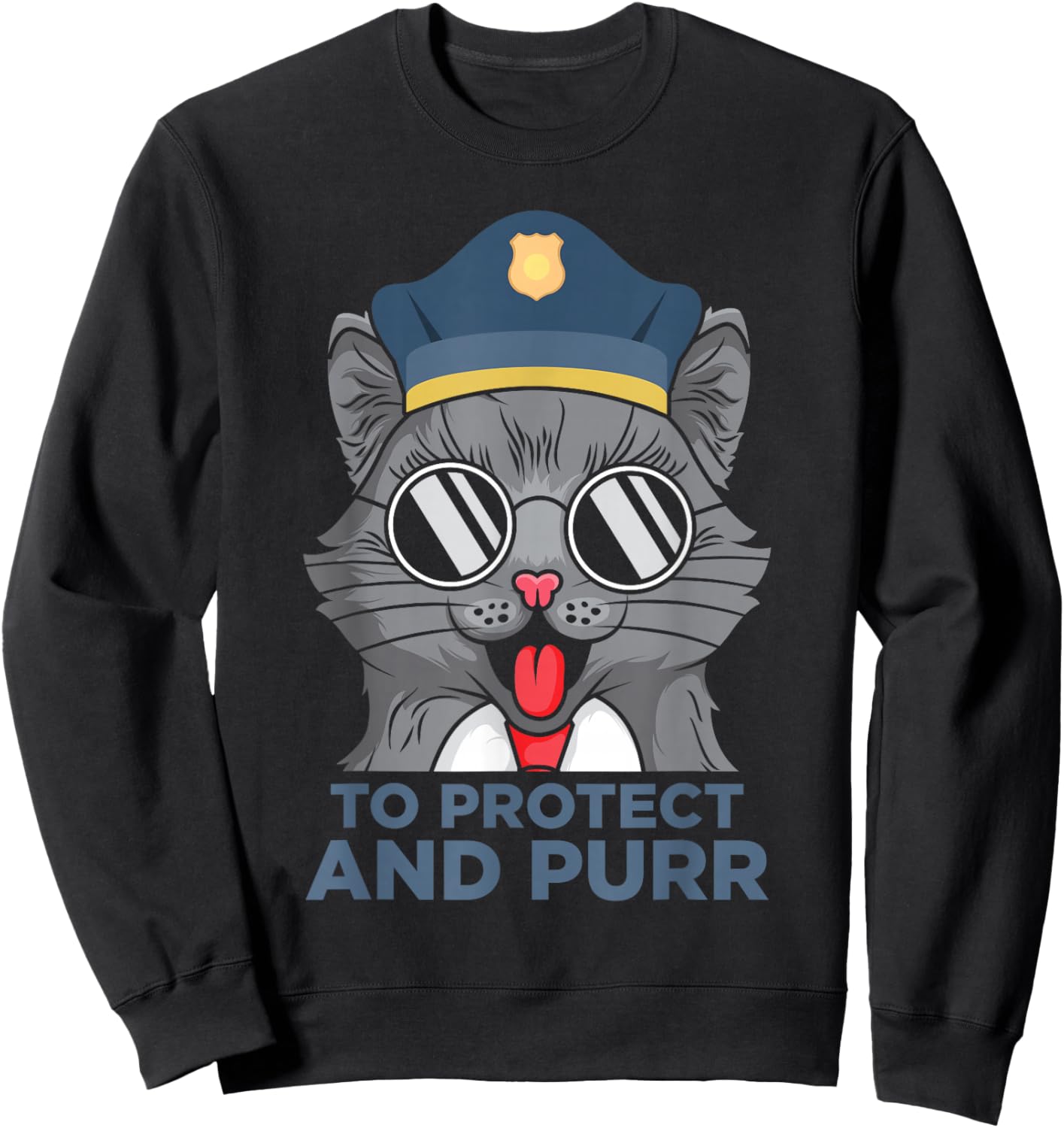 Funny Police officer Cat Cop Protect detective Sweatshirt - Sweatshirt | Black