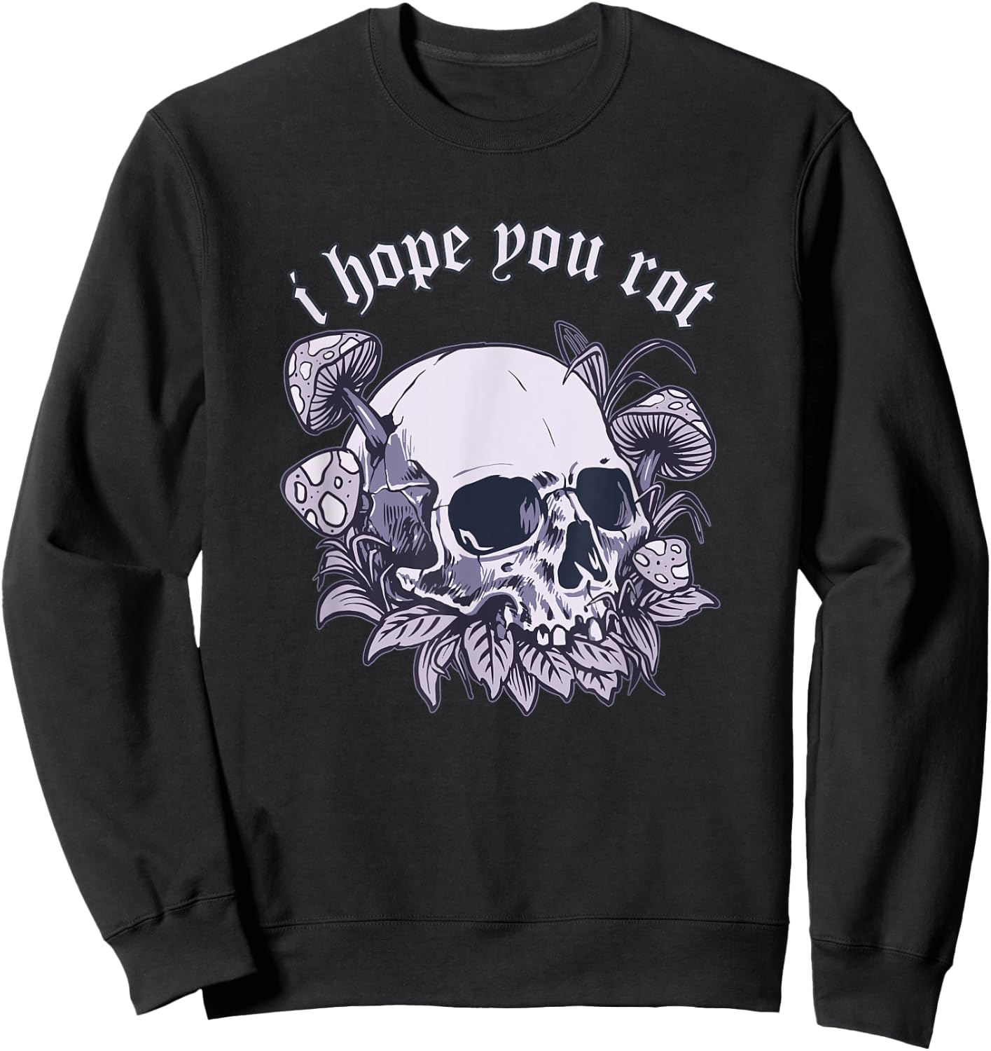 E-Girl Aesthetic Skull Mushroom Edgy Alternative Soft Grunge Sweatshirt - Sweatshirt | Black