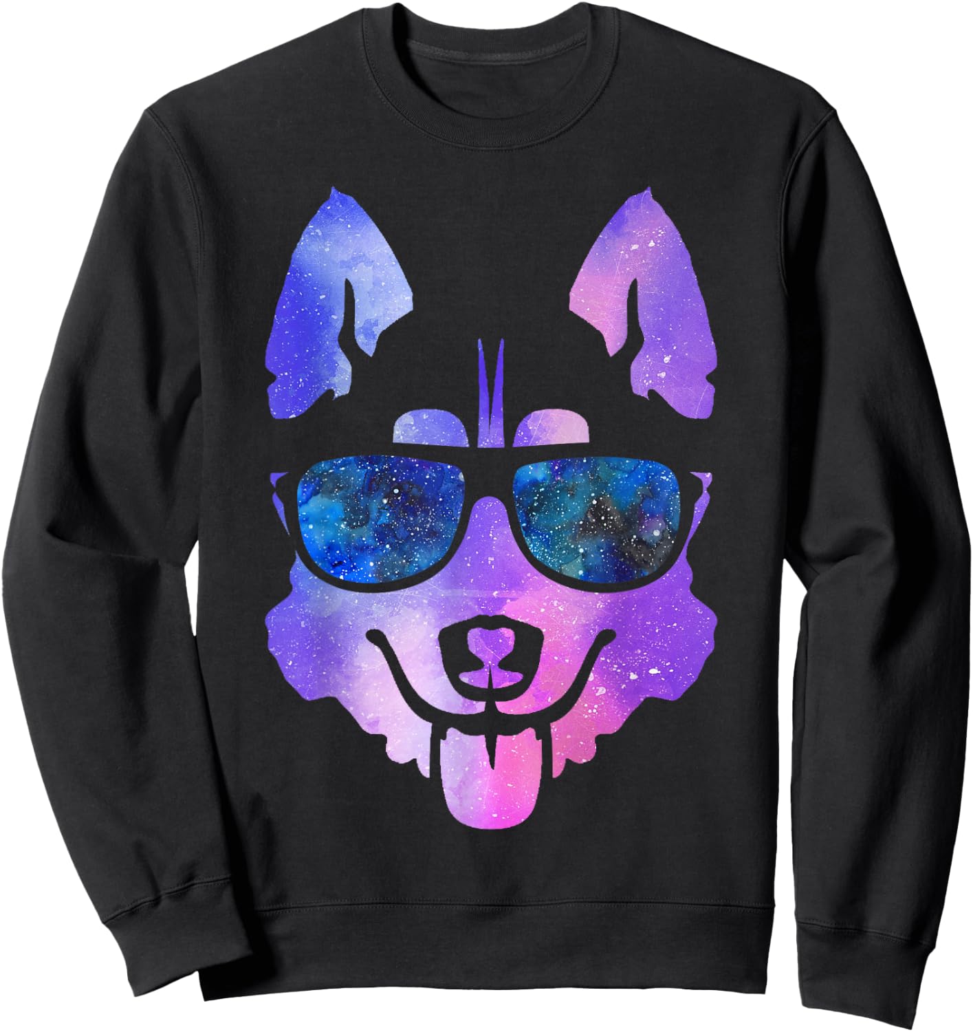 Galaxy Husky Dog Galaxy Space Dog Shirt Women Girls Kids Sweatshirt - Sweatshirt | Black