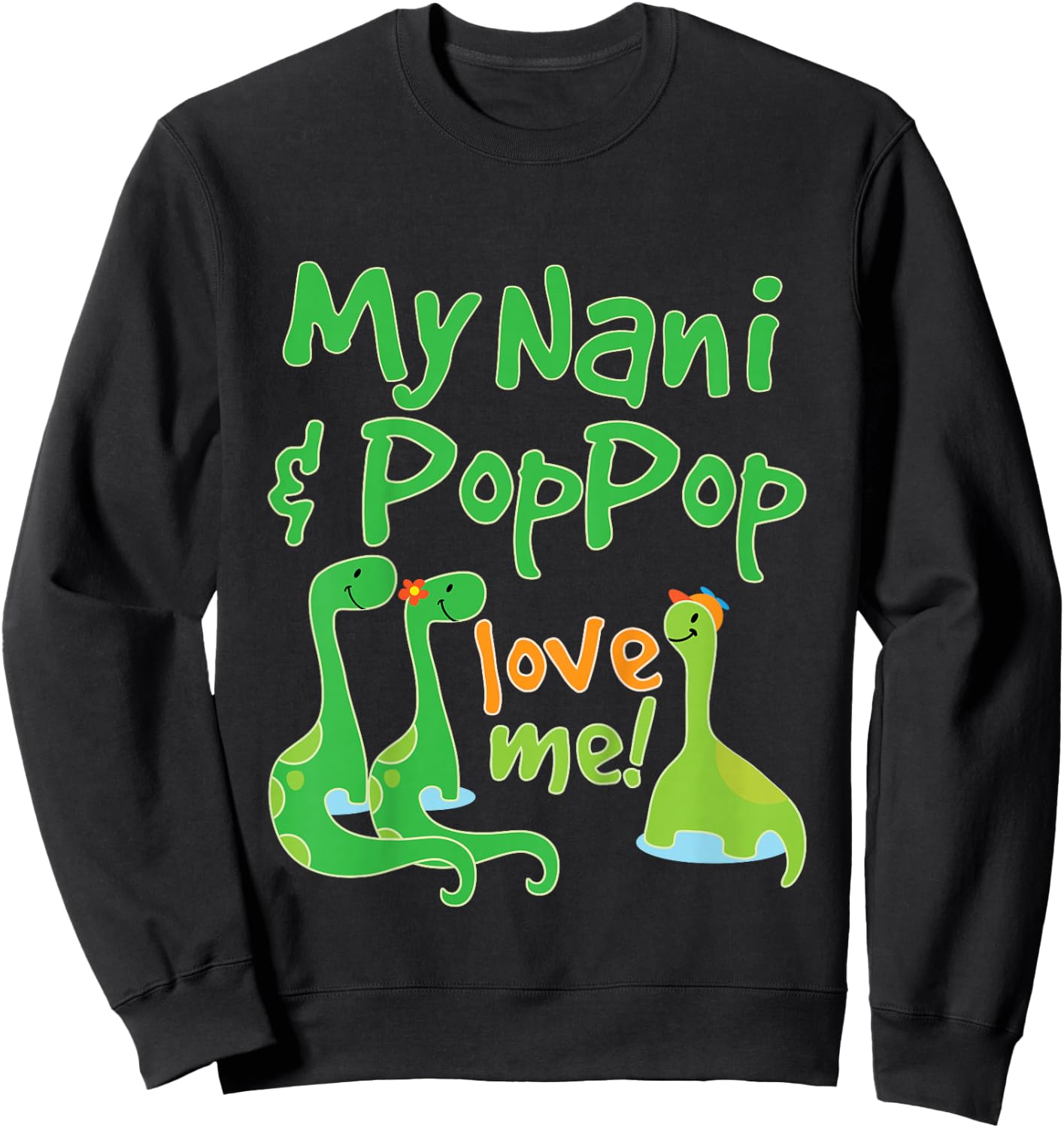 Kids My Nani and Poppop Love Me Grandson Dinosaur Sweatshirt - Sweatshirt | Black