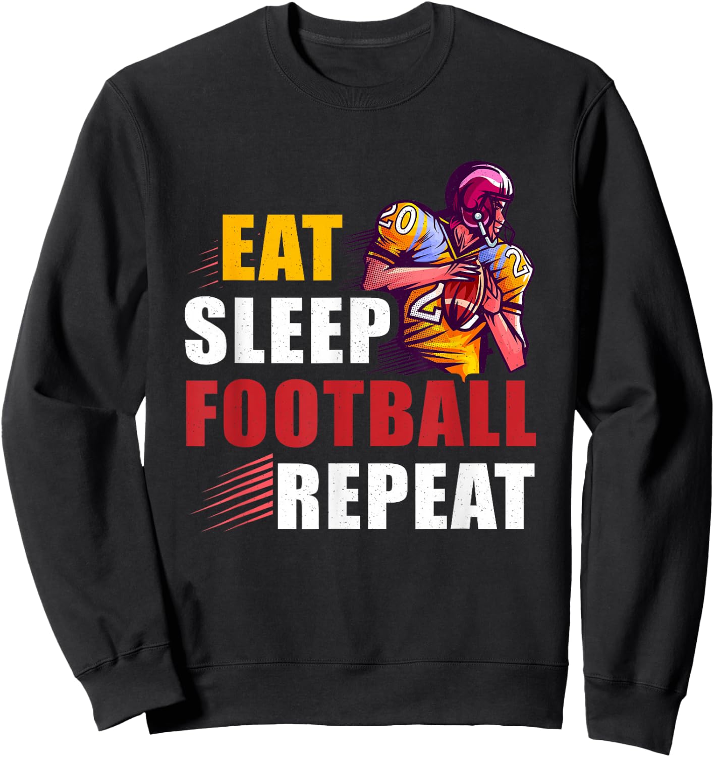 Football Player Sport Athlete Fan Game-Day Motivation Repeat Sweatshirt - Sweatshirt | Black