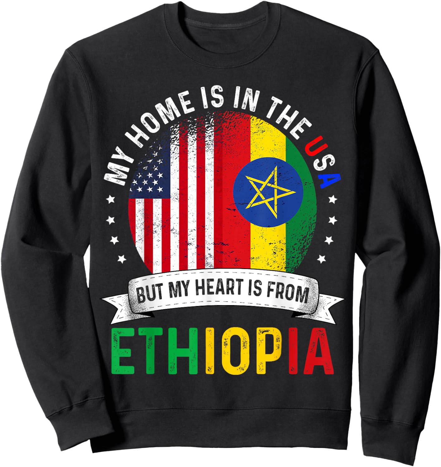 Ethiopian American Patriot Heart is from Ethiopia Flag Sweatshirt - Sweatshirt | Black