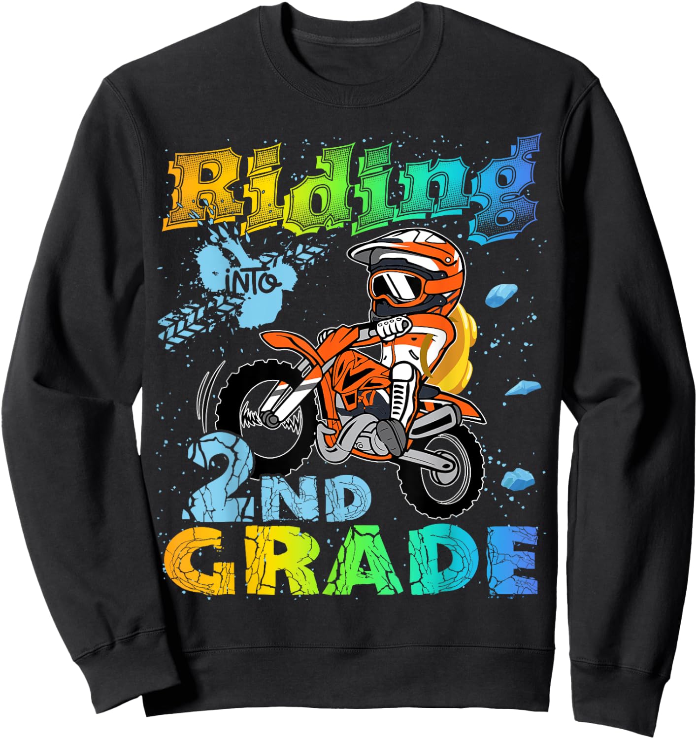 Riding Into 2nd Grade Dirt Bike Backpack For Boys Girls Sweatshirt - Sweatshirt | Black
