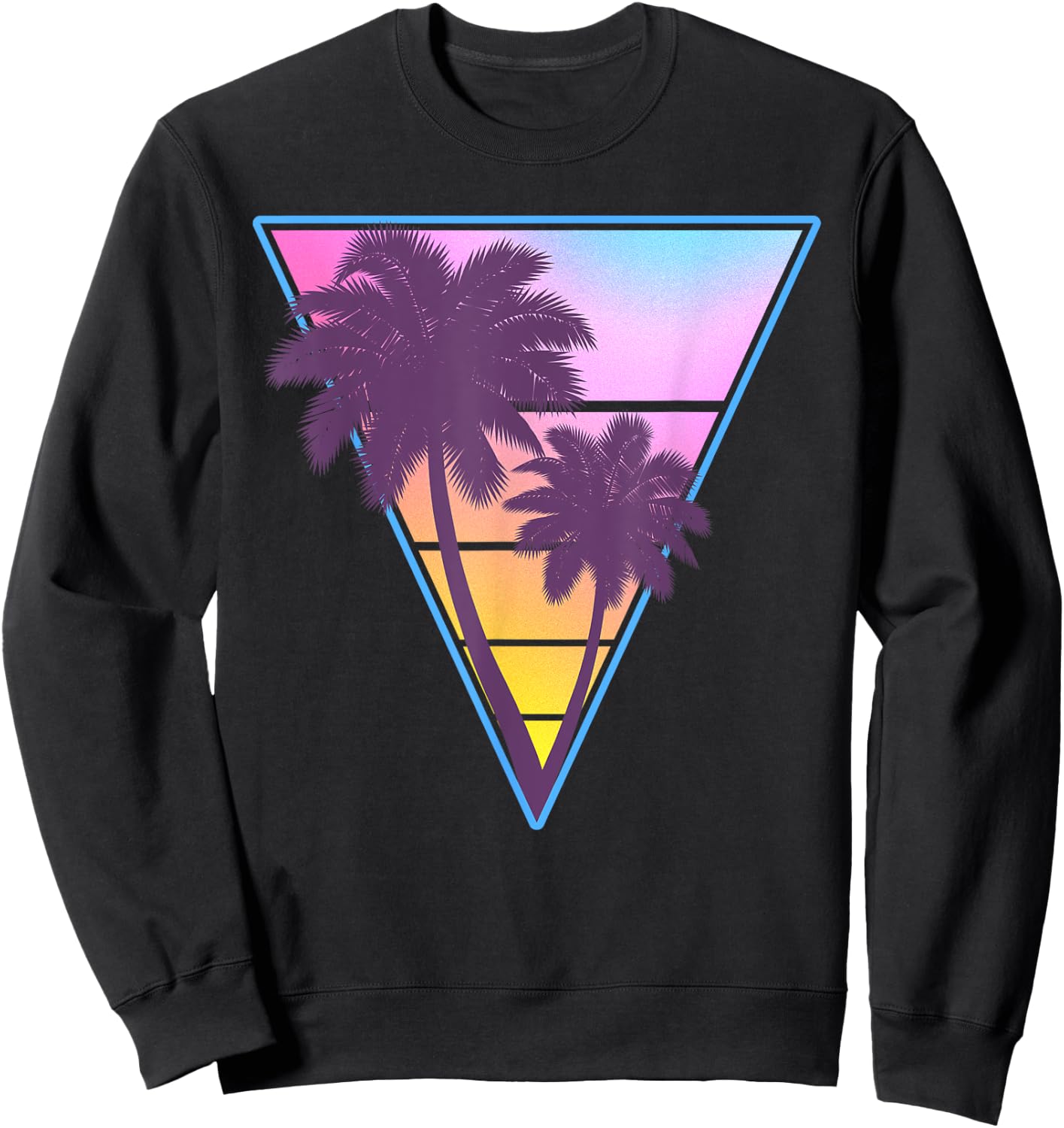 Vaporwave Aesthetic Sunset 1990s 1980s Retro Palm Tree Beach Men Women Kids Sweatshirt - Sweatshirt | Black
